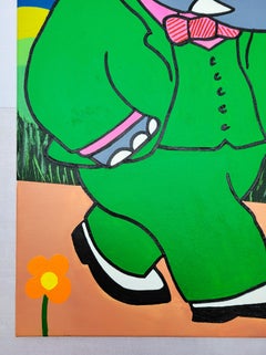 Babar's Daily Stroll /// Jack Graves Contemporary Cartoon Elephant Landscape Art