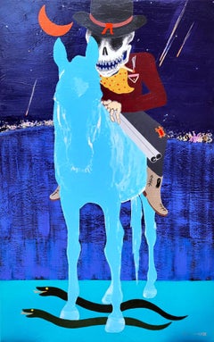 Siehe, ein blasses Pferd (Cowboy-Tod) /// Jack Graves – Gemälde zum Thema „Wilder Westen“