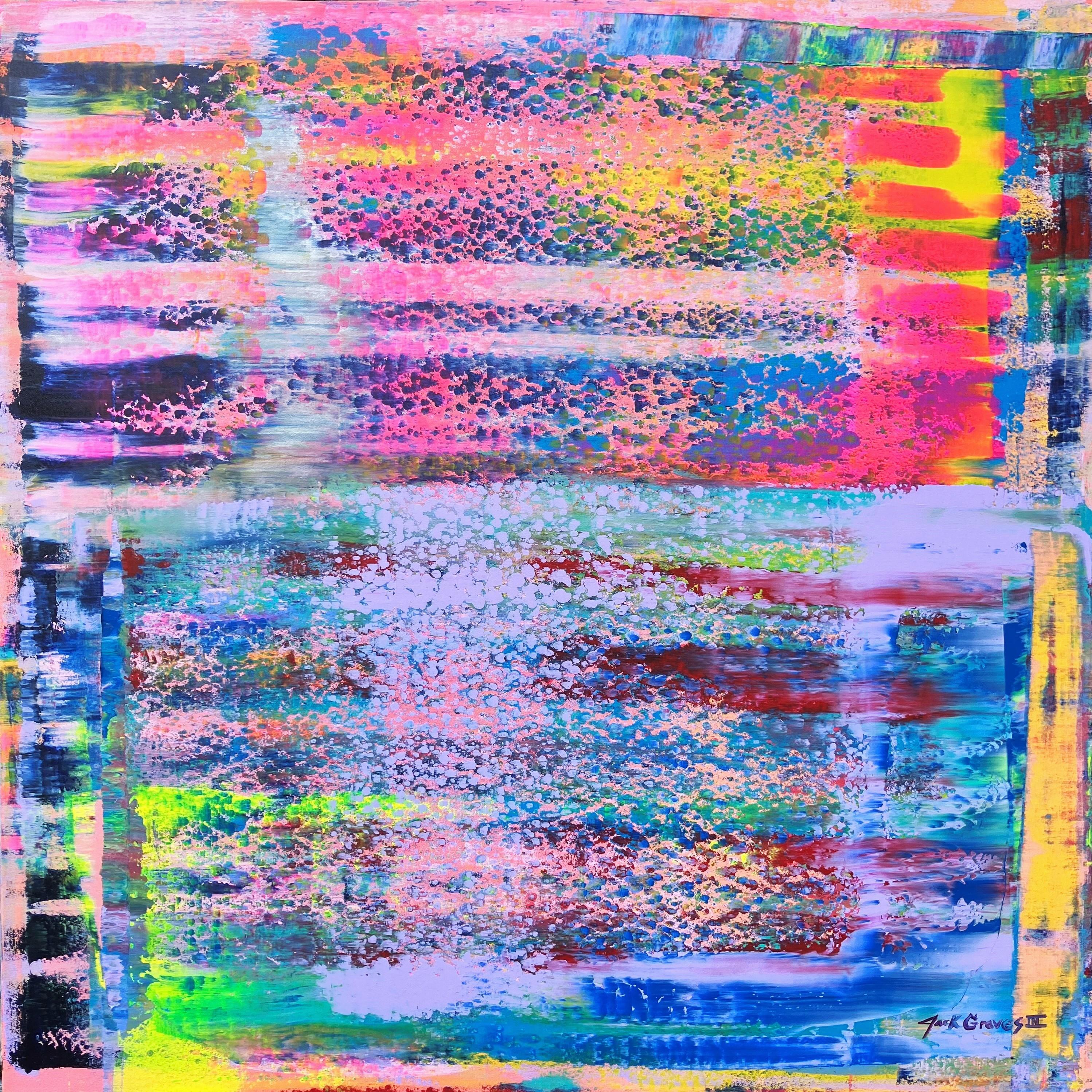 Abstract Painting di Jack Graves III - Easy Tiger /// Pittura contemporanea street pop astratta espressionista colorata