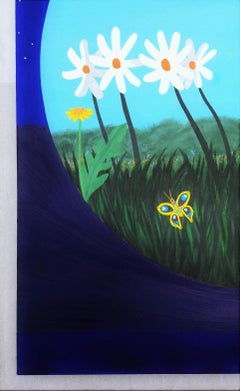 Blue Ridge Blue Bird /// Virginia Countryside Landscape Painting Horse Farm Art