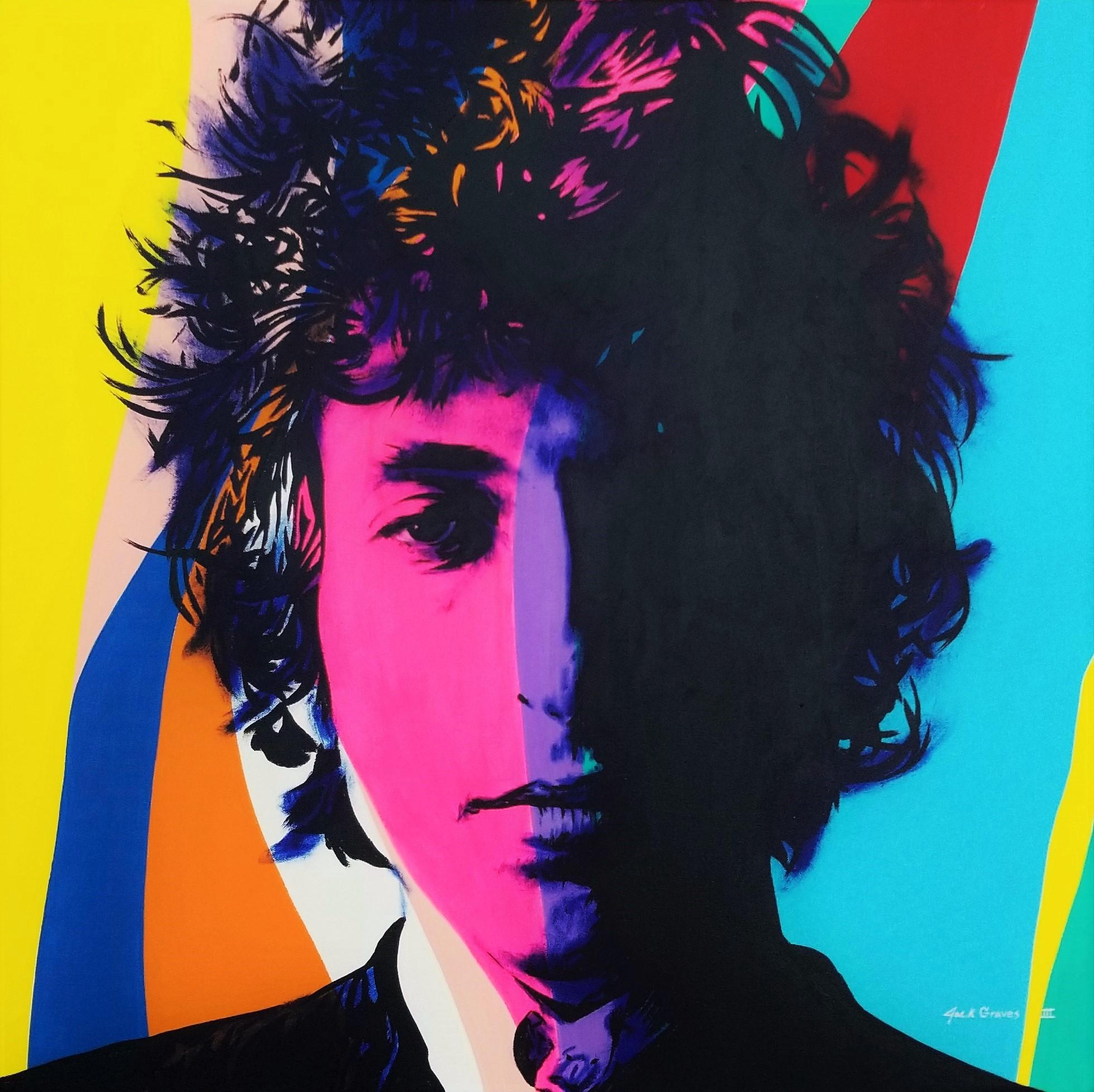 Jack Graves III Portrait Painting – Bob Dylan Icon III /// Contemporary Street Pop Art Musiker Gemälde Portrait