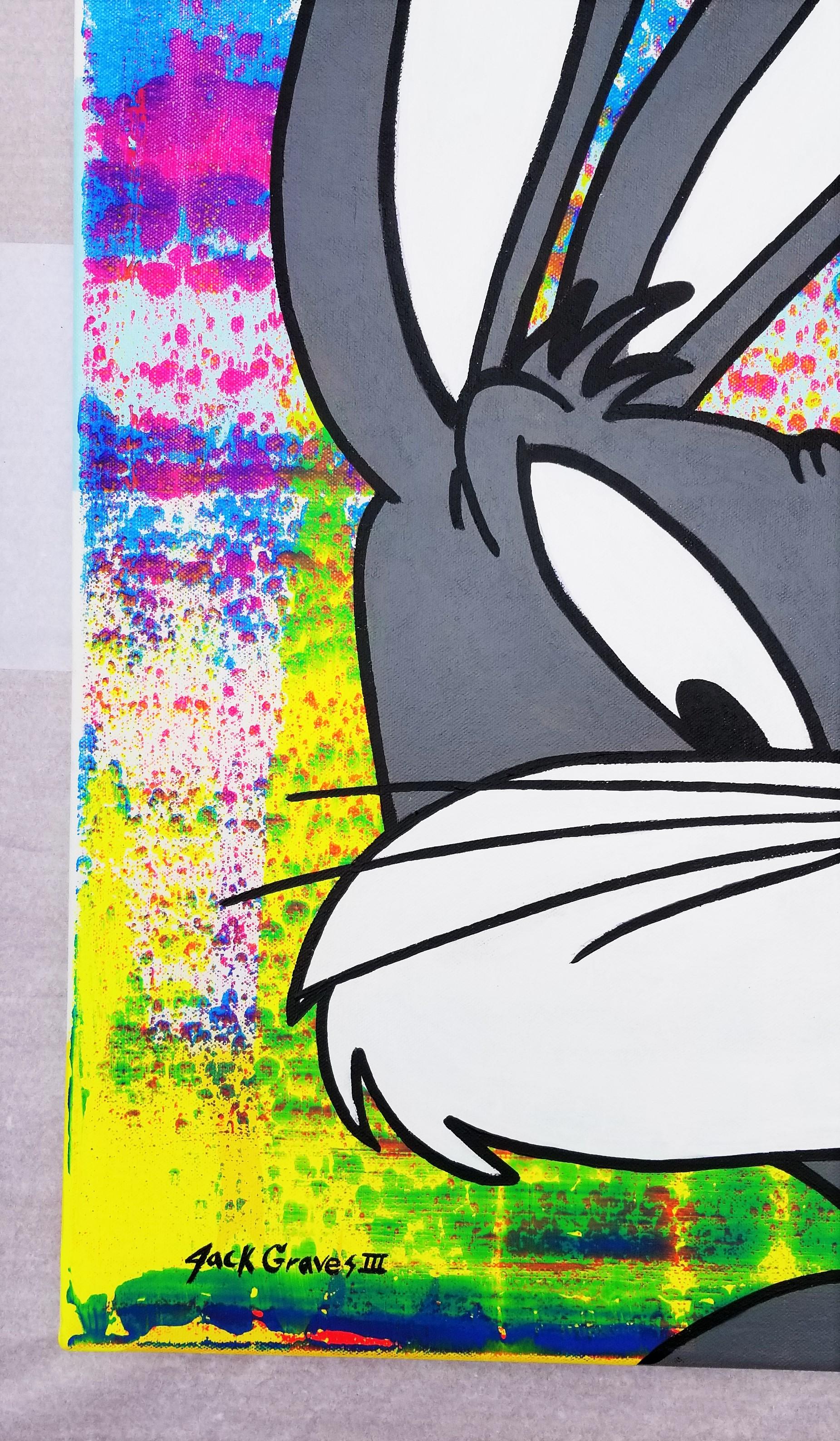 Icone Bugs Bunny /// Peinture Pop Art de rue contemporaine Portrait Lapin Disney - Painting de Jack Graves III