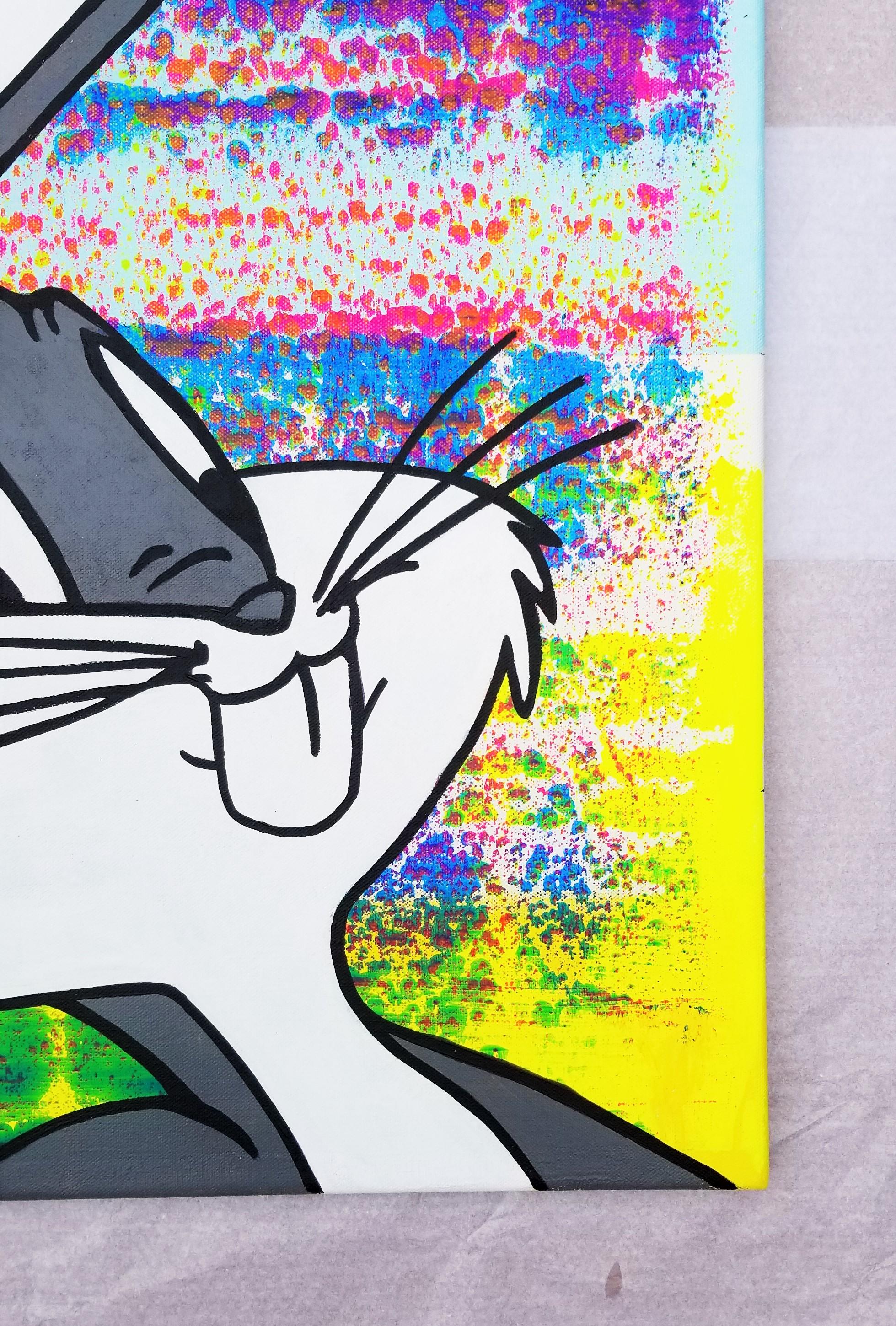 Bugs Bunny Icon /// Contemporary Street Pop Art Painting Portrait Disney Rabbit - Beige Animal Painting by Jack Graves III
