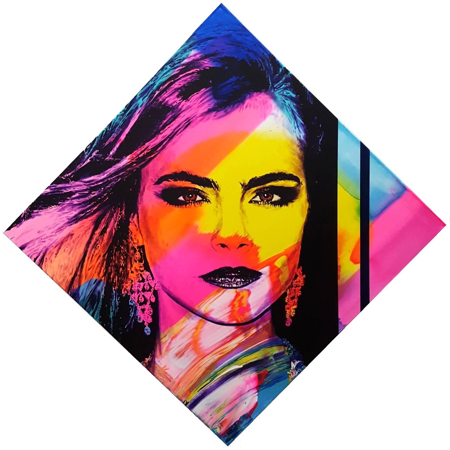 Portrait Painting Jack Graves III - Cara Delevingne Icone VII /// Contemporary Street Pop Art Fashion Model Actrice 