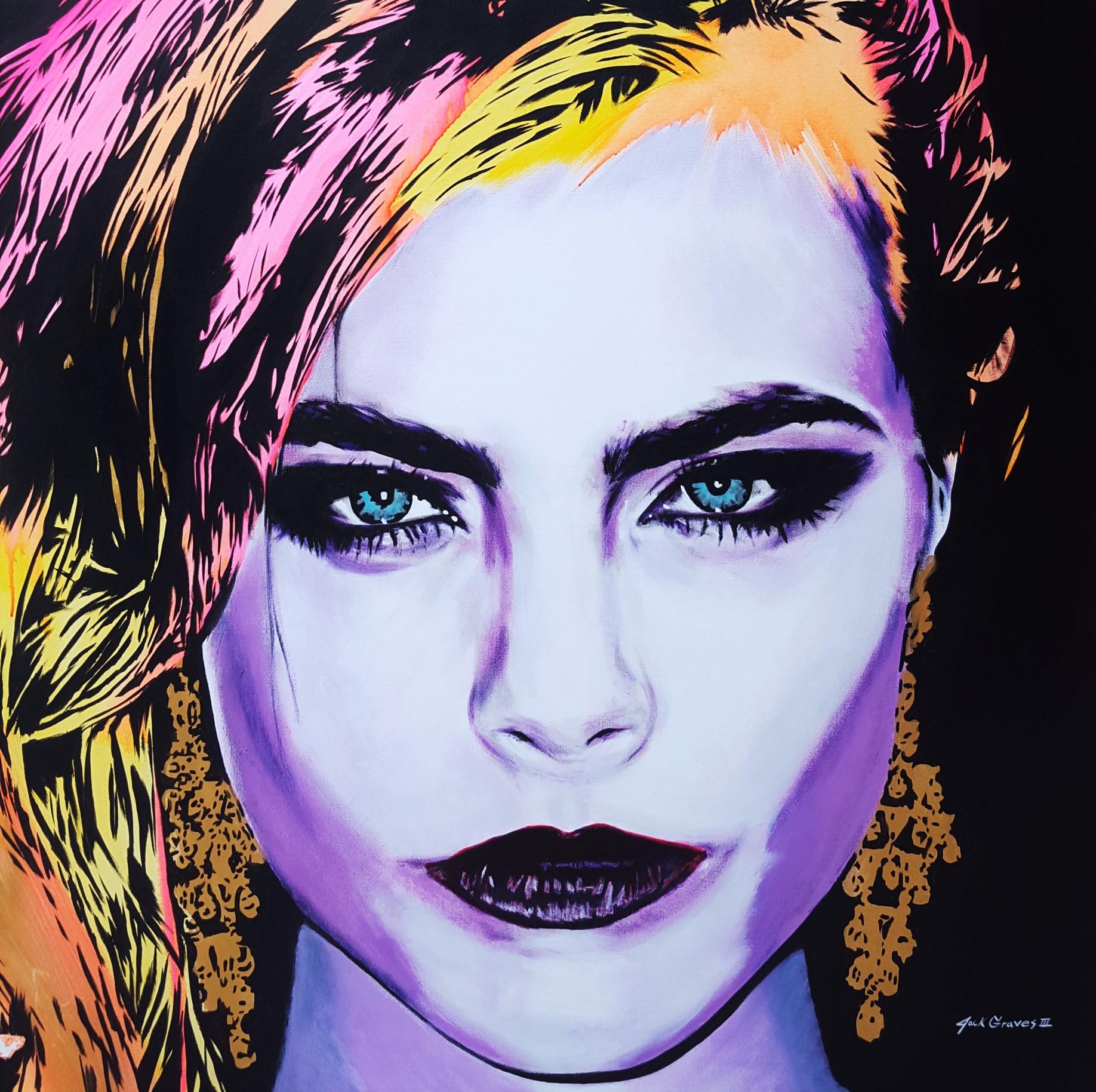 Jack Graves III Portrait Painting - Cara Delevingne Icon XII