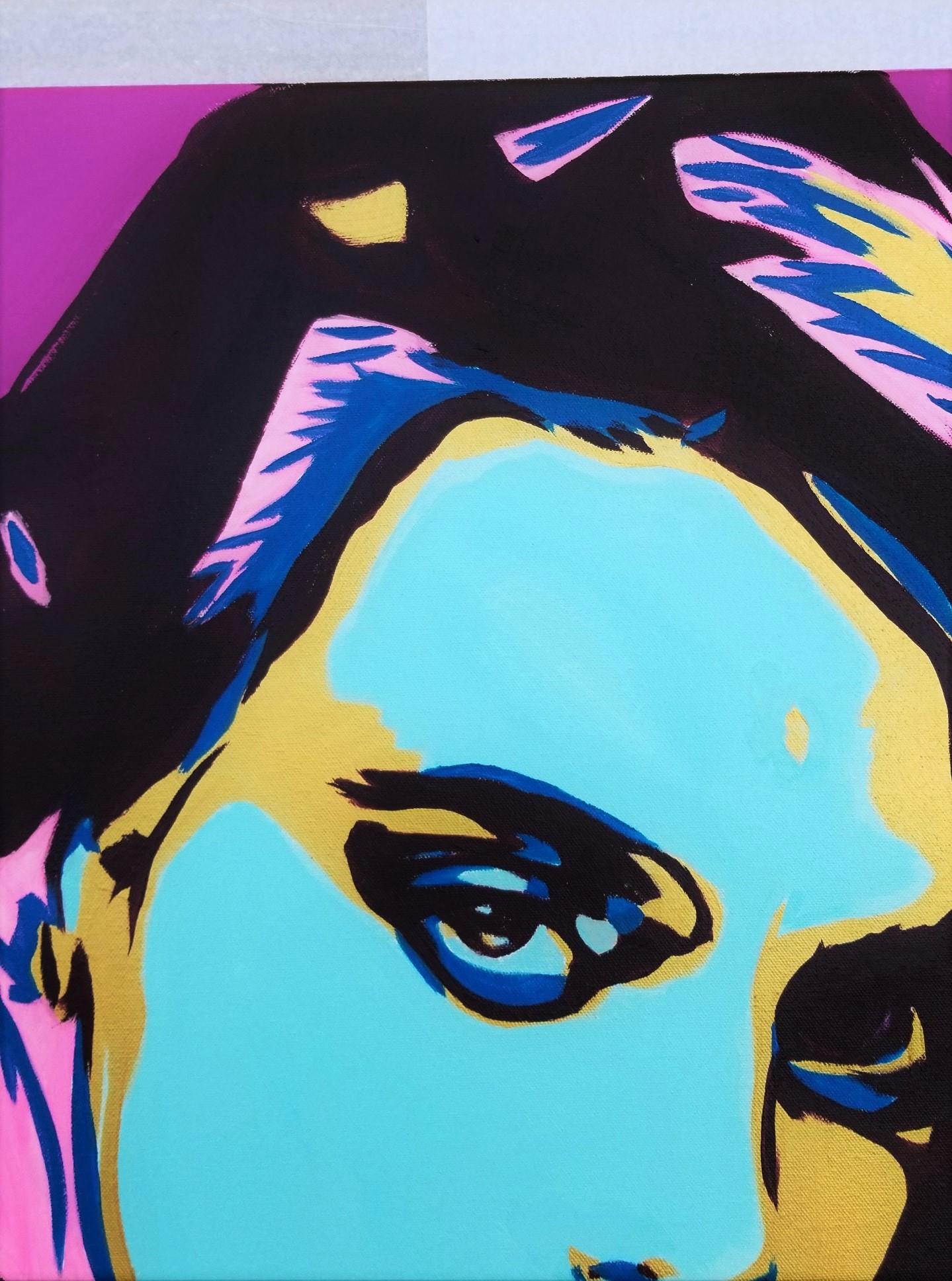 Cara Delevingne Icon XIV /// Contemporary Street Pop Art Actress Fashion Model - Blue Portrait Painting by Jack Graves III