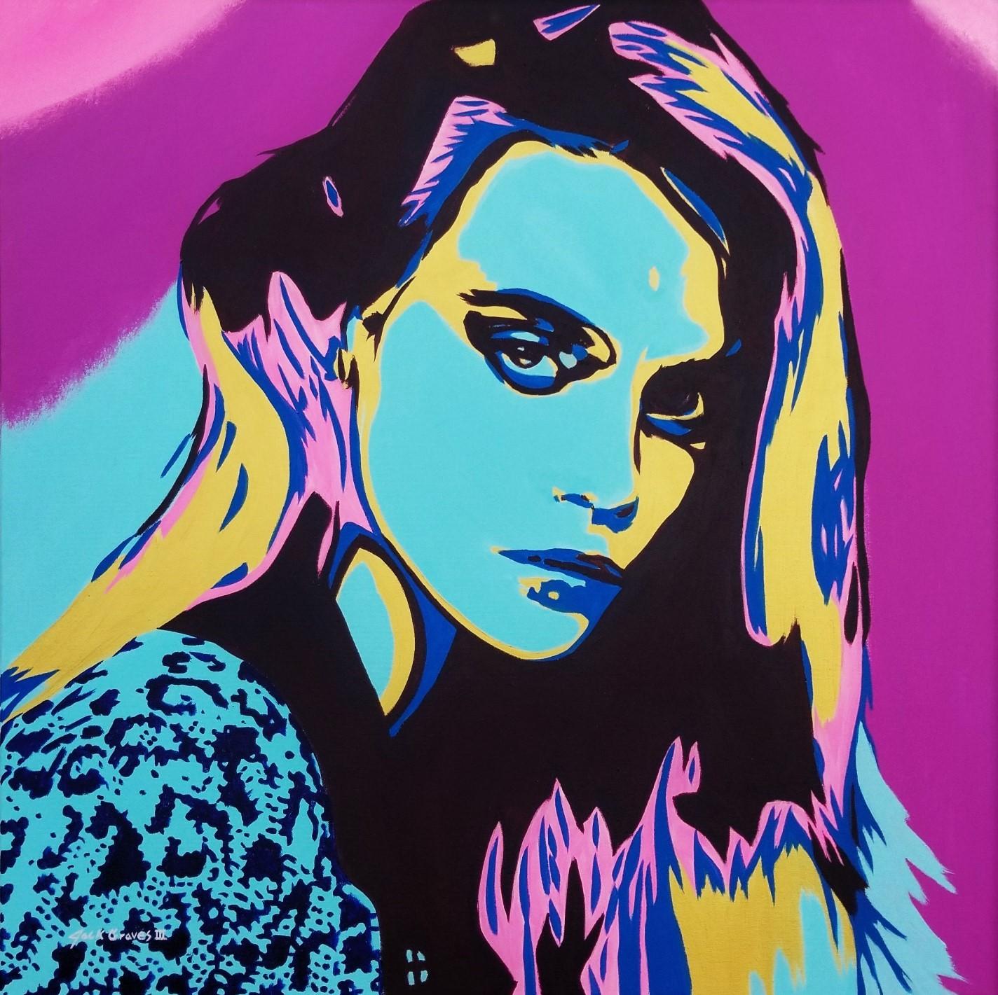 Jack Graves III Portrait Painting – Cara Delevingne Icon XIV /// Contemporary Street Pop Art Schauspielerin Fashion Model