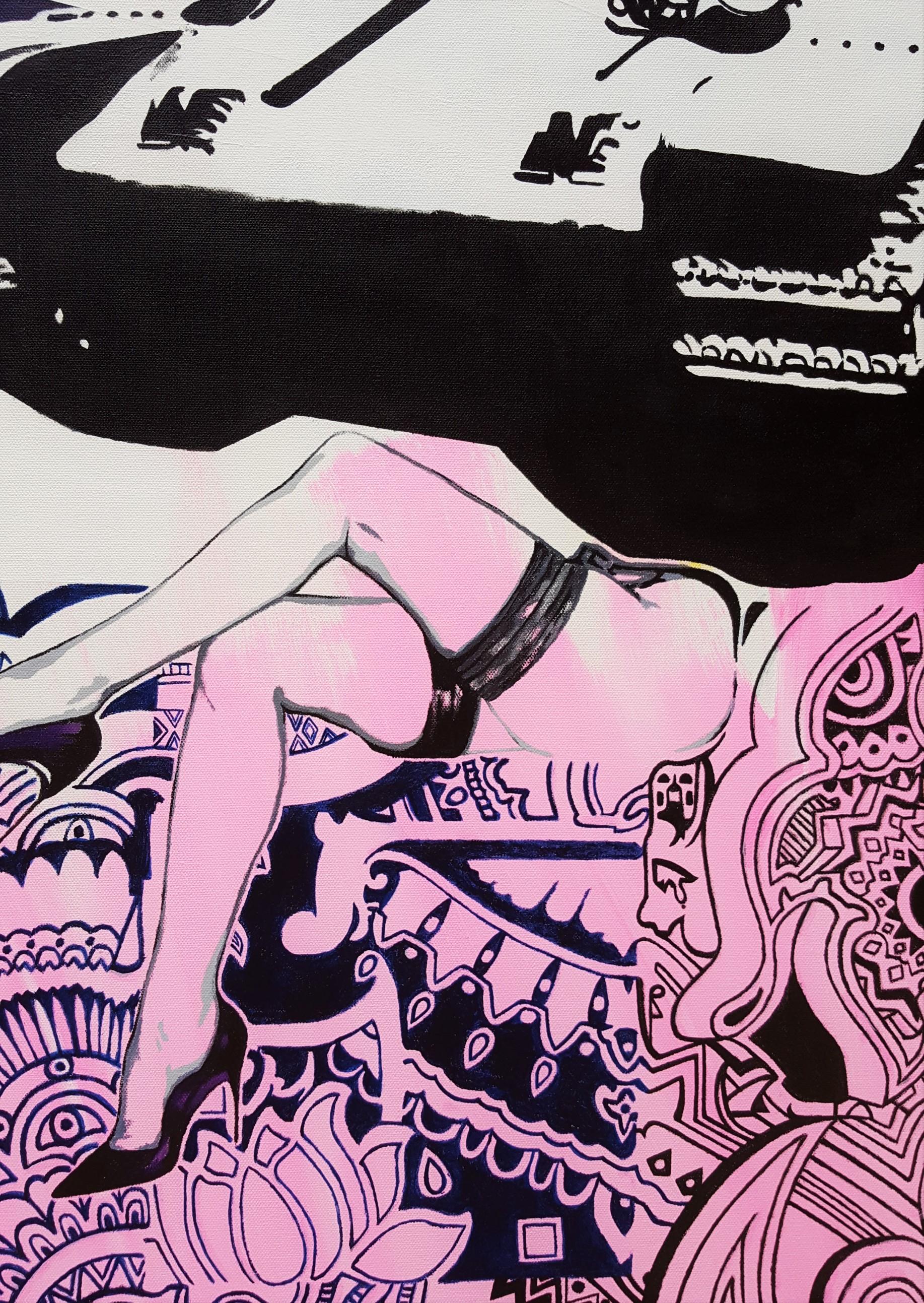 Cara Delevingne Supreme /// Contemporary Large Painting Fashion Model Canvas For Sale 11