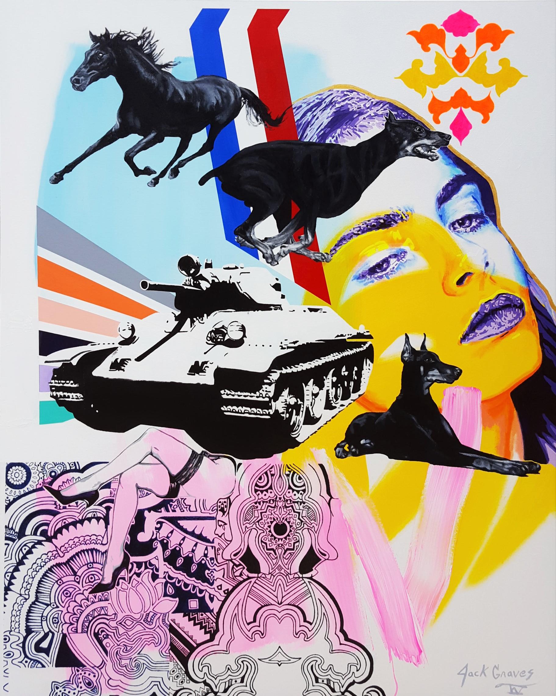 Jack Graves III Figurative Painting - Cara Delevingne Supreme /// Contemporary Large Painting Fashion Model Canvas
