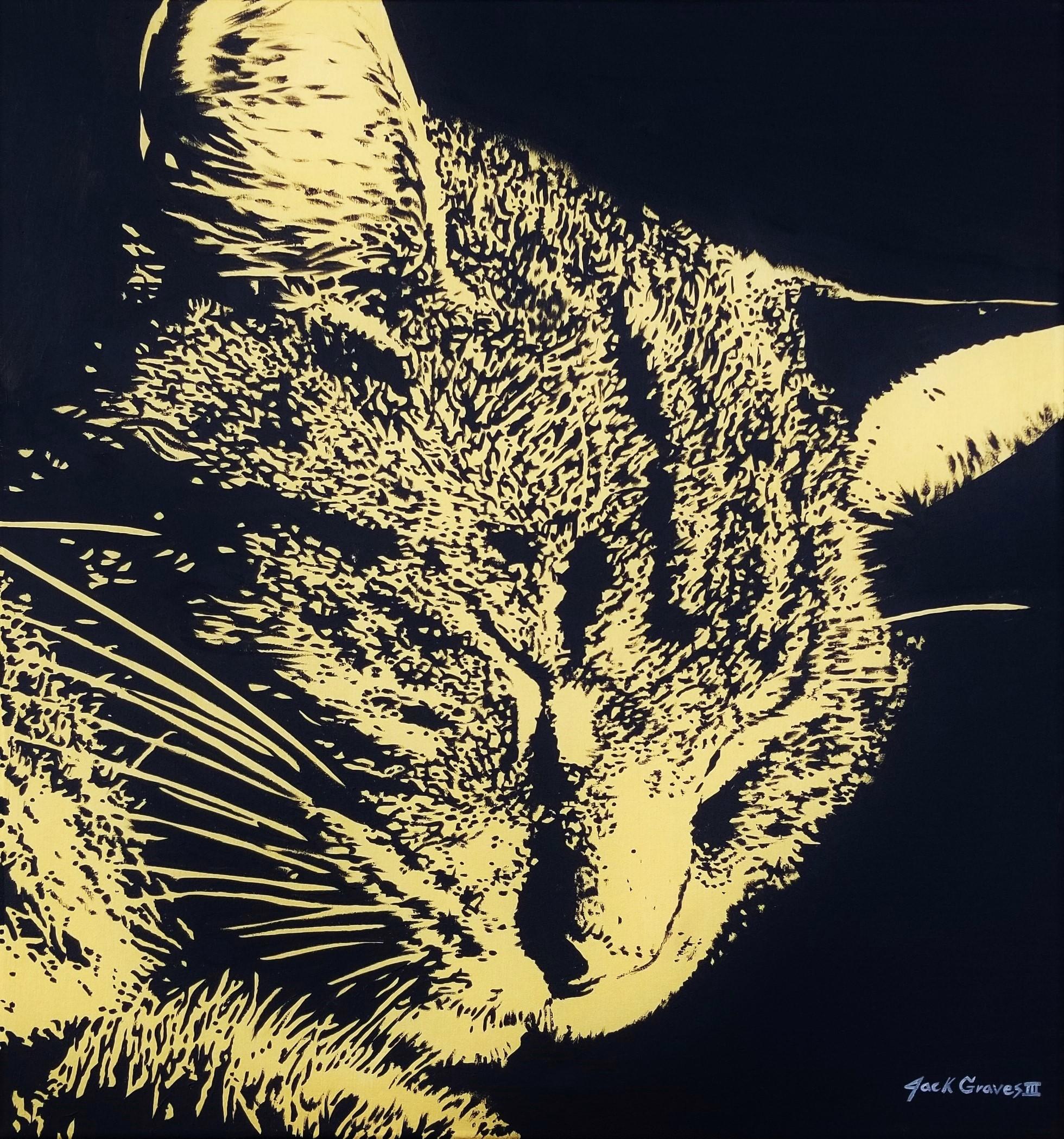 Jack Graves III Animal Painting - Cat Icon (Sleeping Tabby Cat) (Cat Nap)