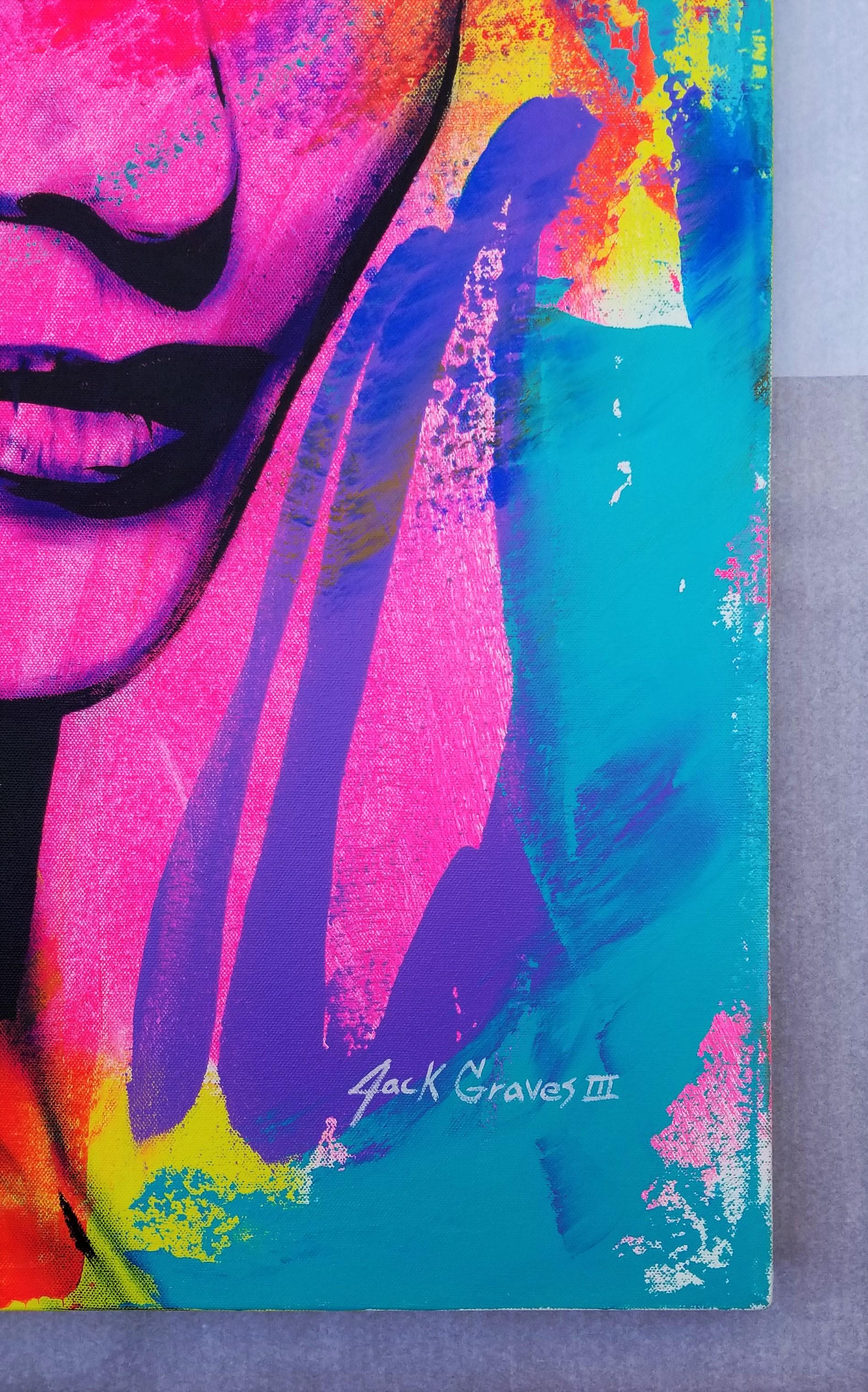 Cate Blanchett Icon III /// Contemporary Street Pop Art Schauspielerin Model Malerei (Violett), Portrait Painting, von Jack Graves III