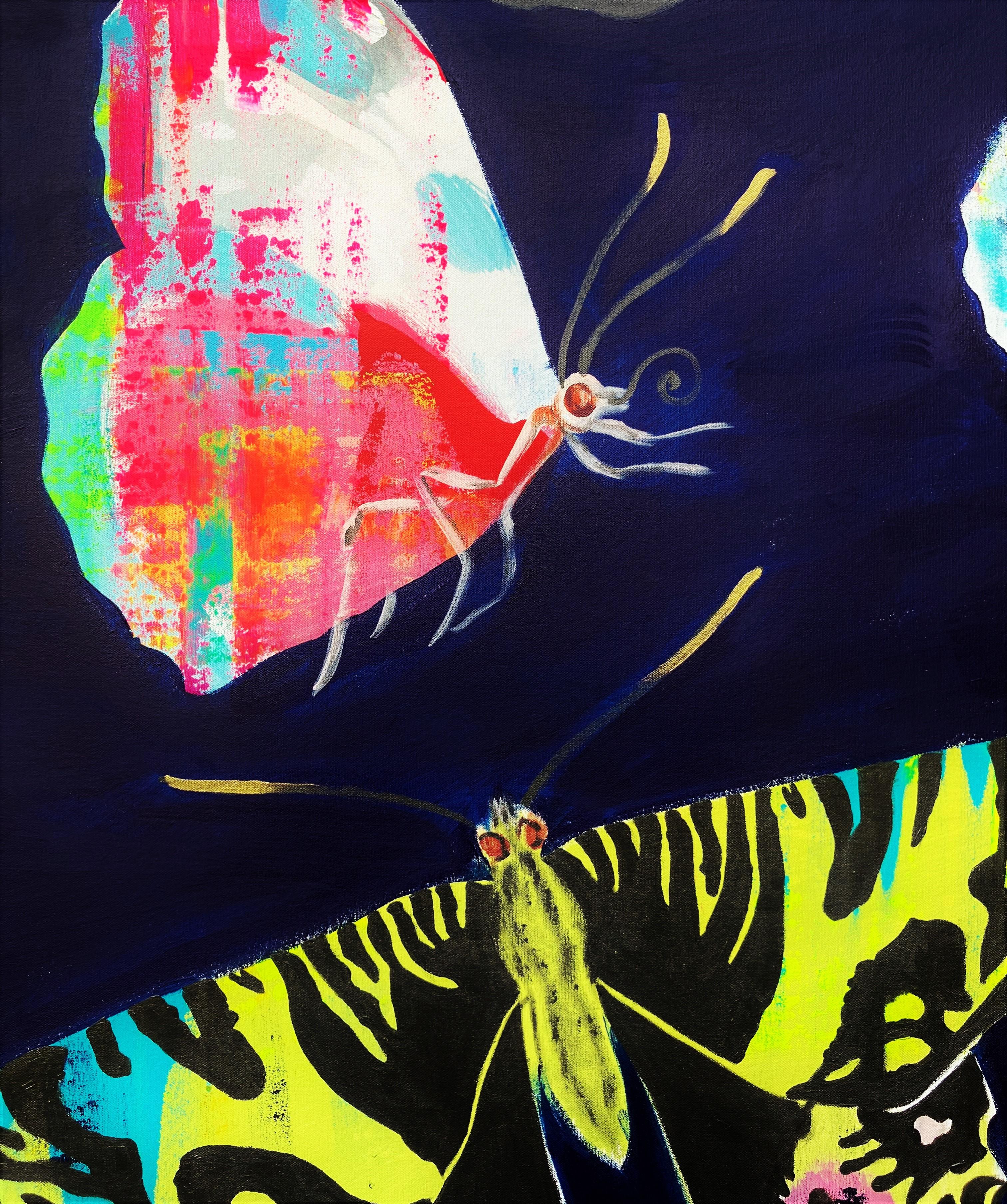 Chinese Butterfly Bowl /// Huge Contemporary Street Pop Art Painting Bug Insect For Sale 1