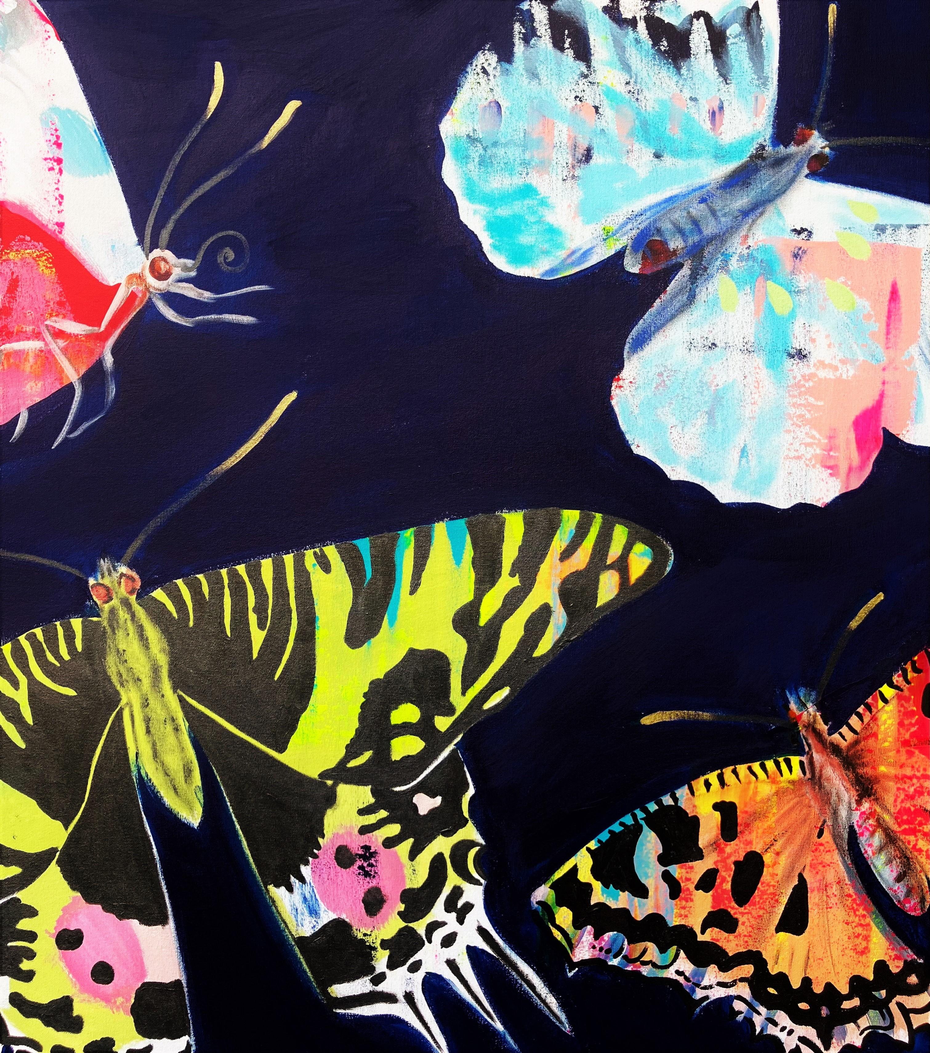Chinese Butterfly Bowl /// Huge Contemporary Street Pop Art Painting Bug Insect For Sale 3