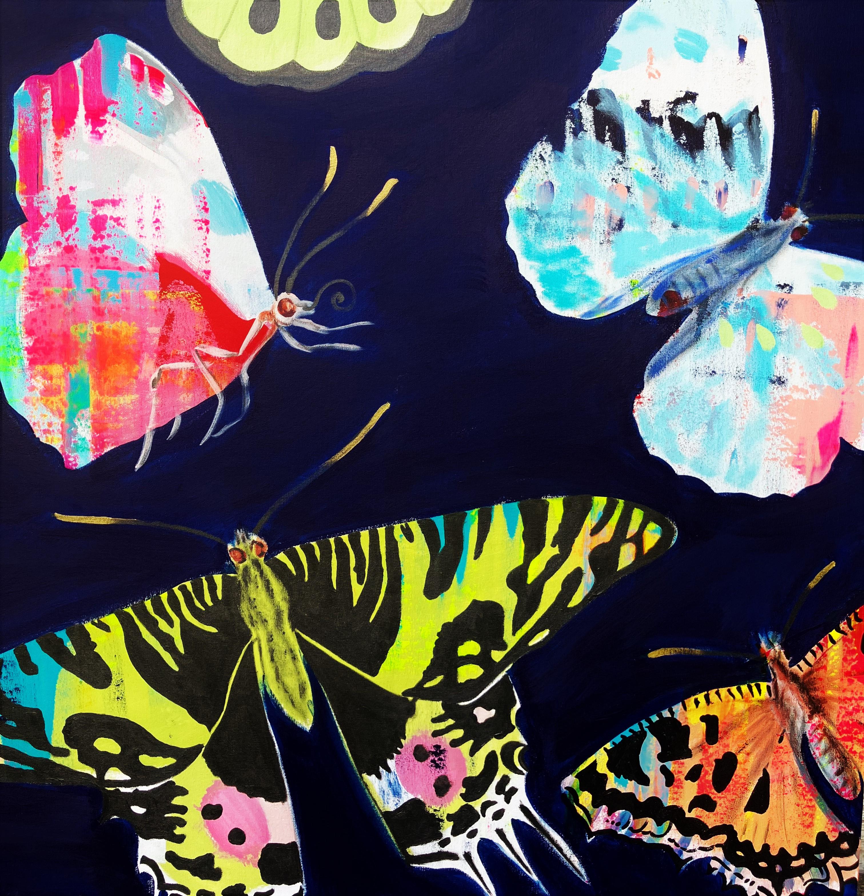 Chinese Butterfly Bowl /// Huge Contemporary Street Pop Art Painting Bug Insect For Sale 4