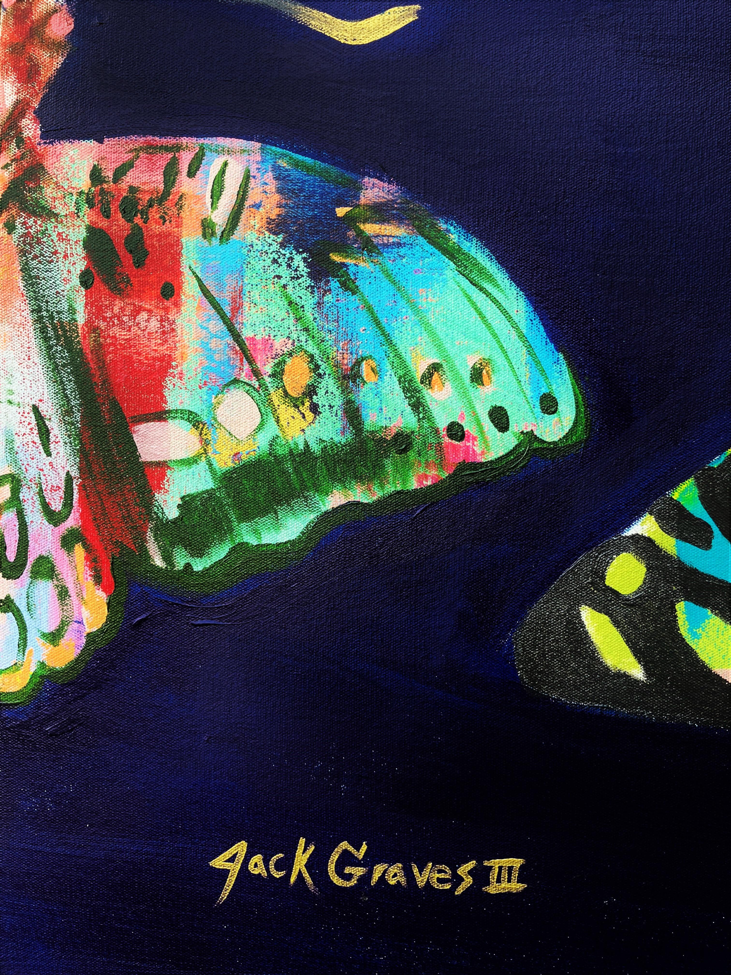 Chinese Butterfly Bowl /// Huge Contemporary Street Pop Art Painting Bug Insect For Sale 6
