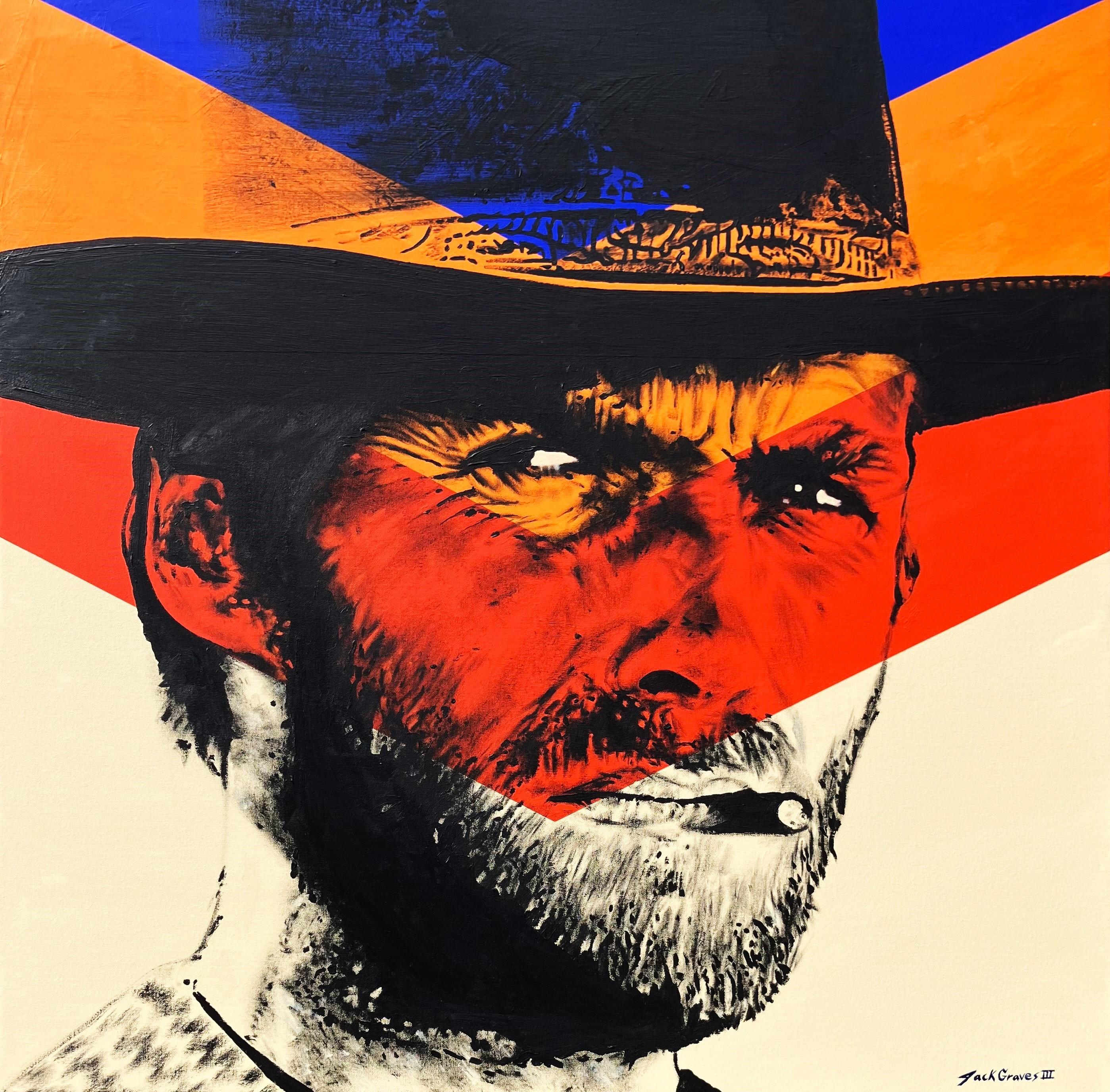 Portrait Painting di Jack Graves III - Clint Eastwood IV (Blondie) /// Contemporary Street Pop Art Good Bad Ugly Paint