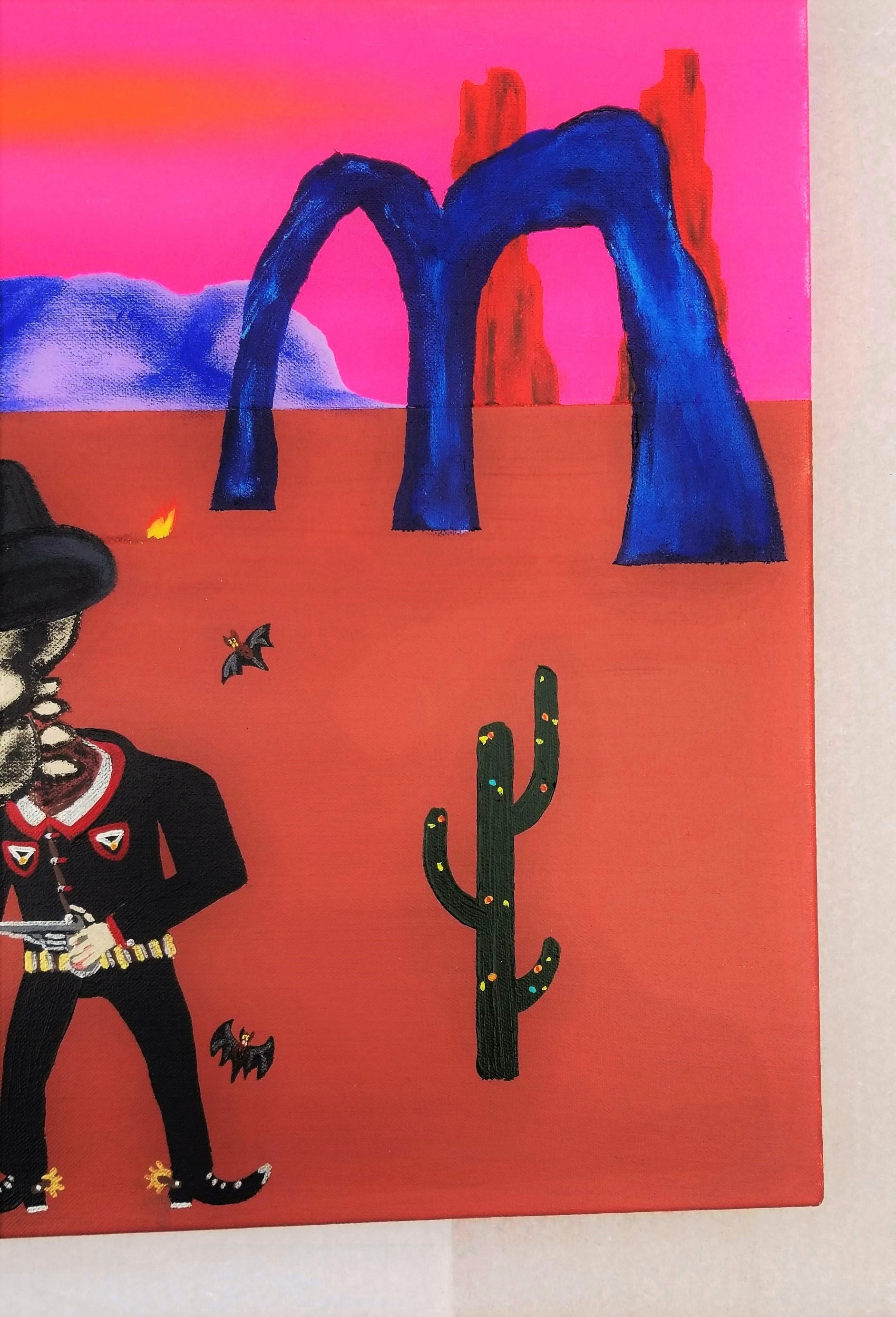 Cowboy-Death & Co. Defend the West /// Contemporary Western Landscape Comic Art For Sale 2