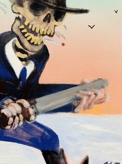 Cowboy-Death is Always Awake /// Old Wild West Western Figurative Skeleton Man