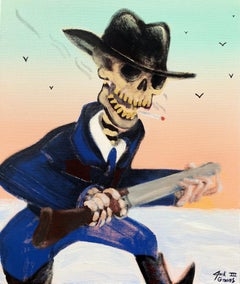 Cowboy-Death is Always Awake /// Old Wild West Western Figurative Skeleton Man