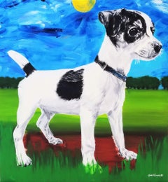 Cowboy /// Jack Russell Rat Terrier Hund Tier Landschaft Porträt Figurative Kunst