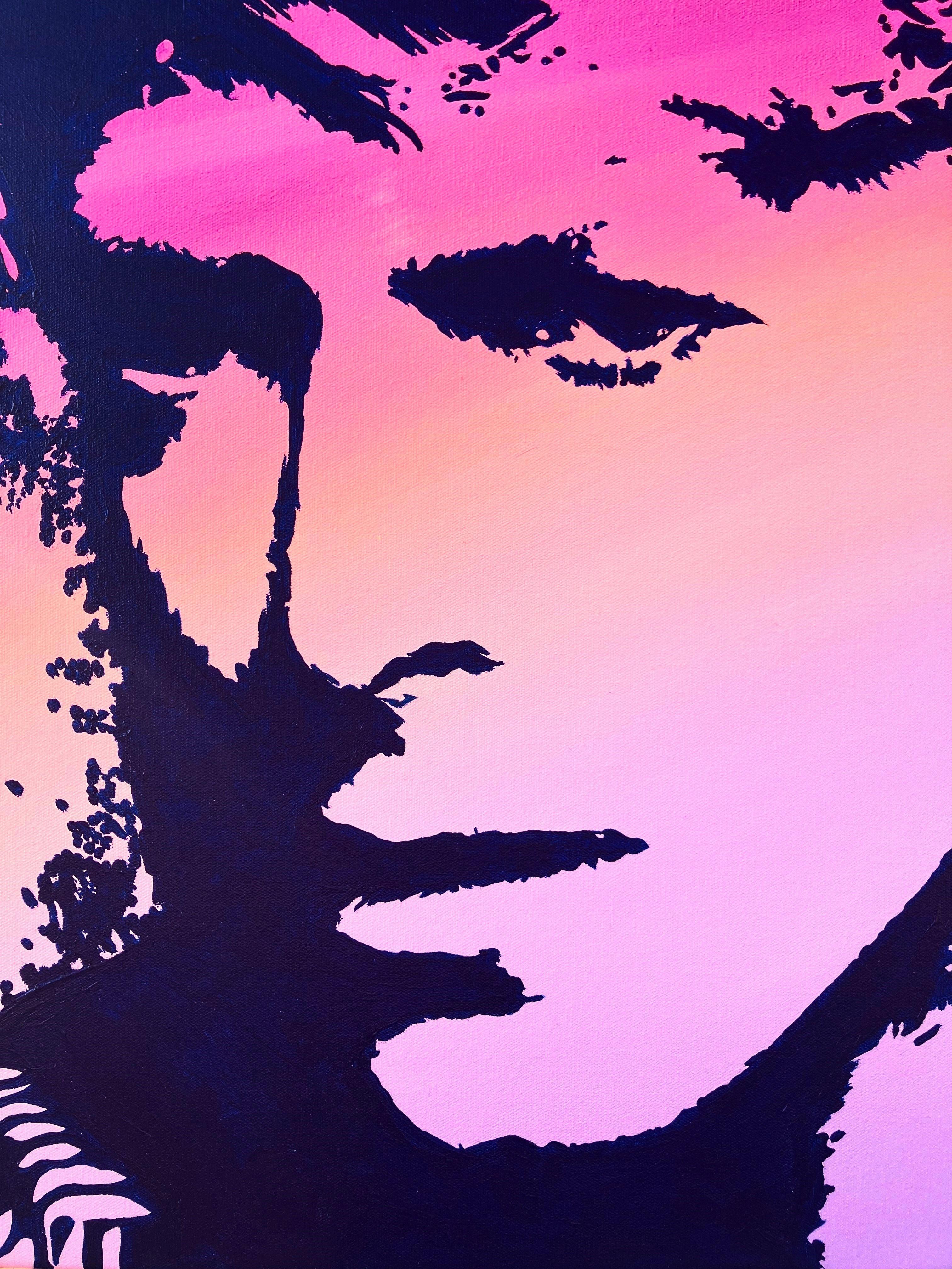 David Bowie Icono III /// Contemporáneo Street Pop Art Pintura Músico Danza - Portrait Painting Rosa de Jack Graves III