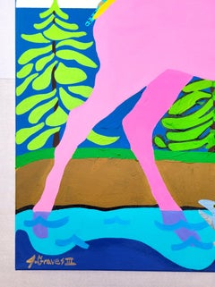 Deer Stream Michigan /// Jack Graves Contemporary Animal Landscape Painting Bird