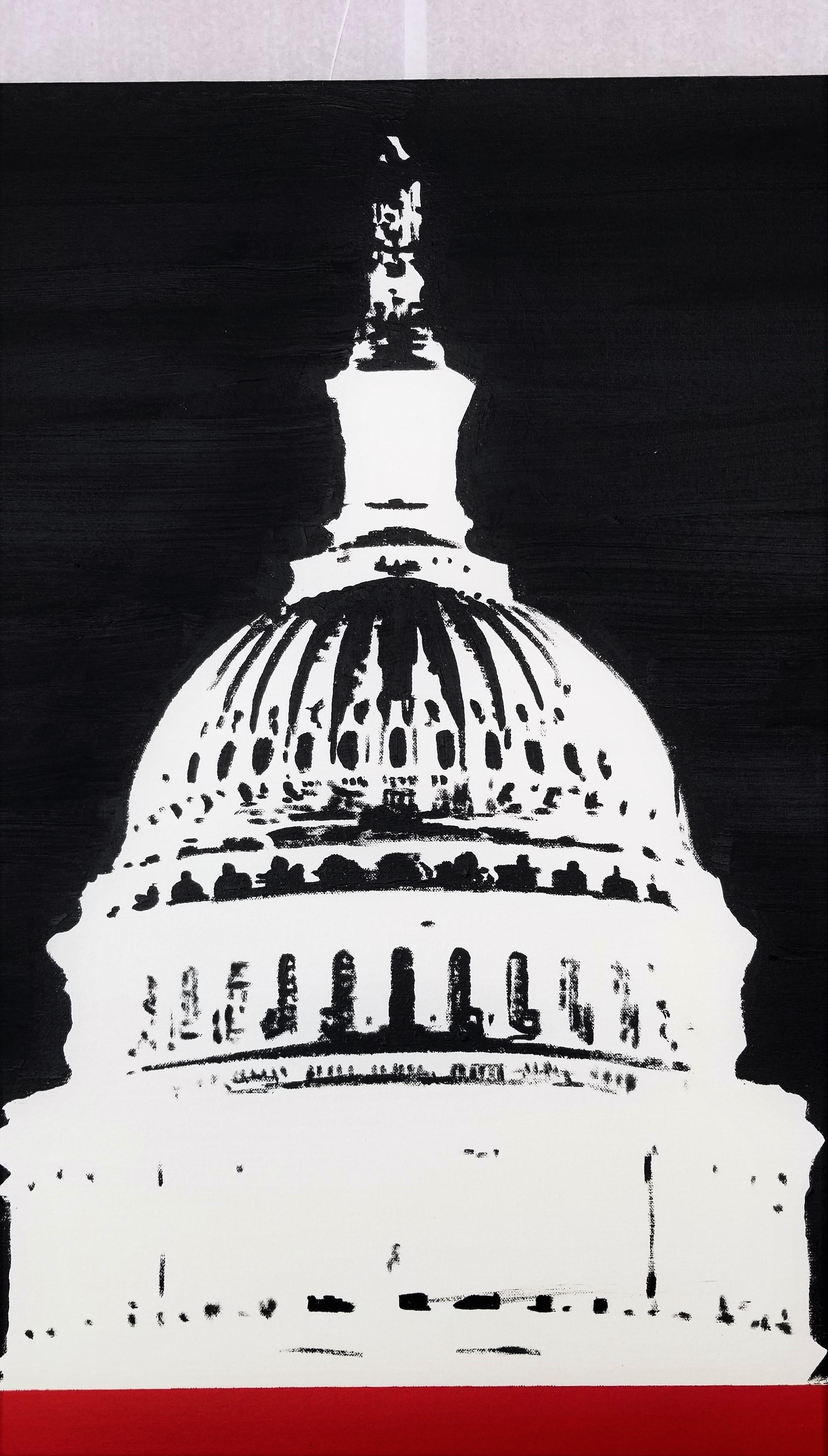 Den of Thieves /// Texte contemporain Peinture politique Washington D.C. Capitole en vente 1