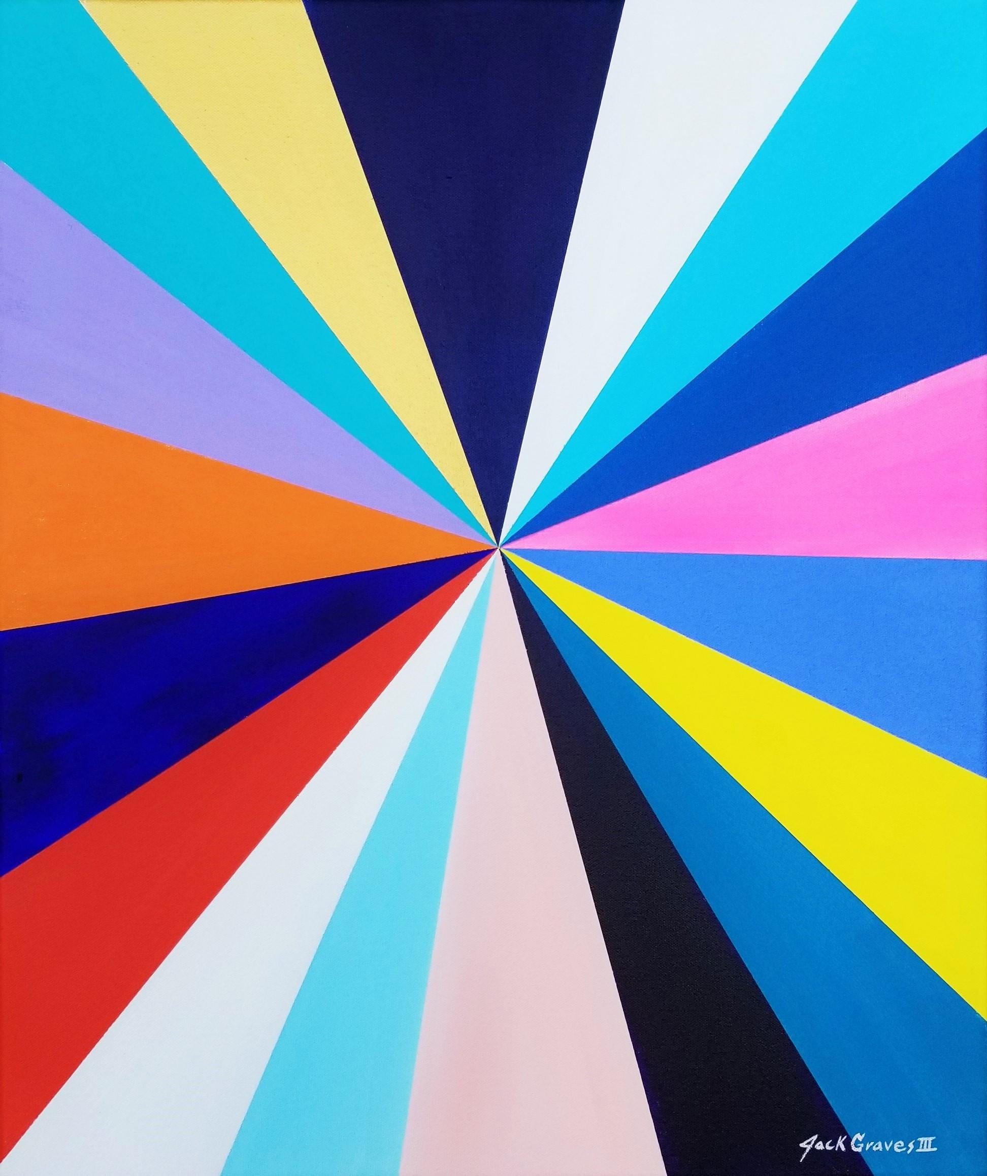 Abstract Painting de Jack Graves III - Diamante XLII /// Abstracto Geométrico Rayas Colorido Pintura Lienzo Patrón Arte