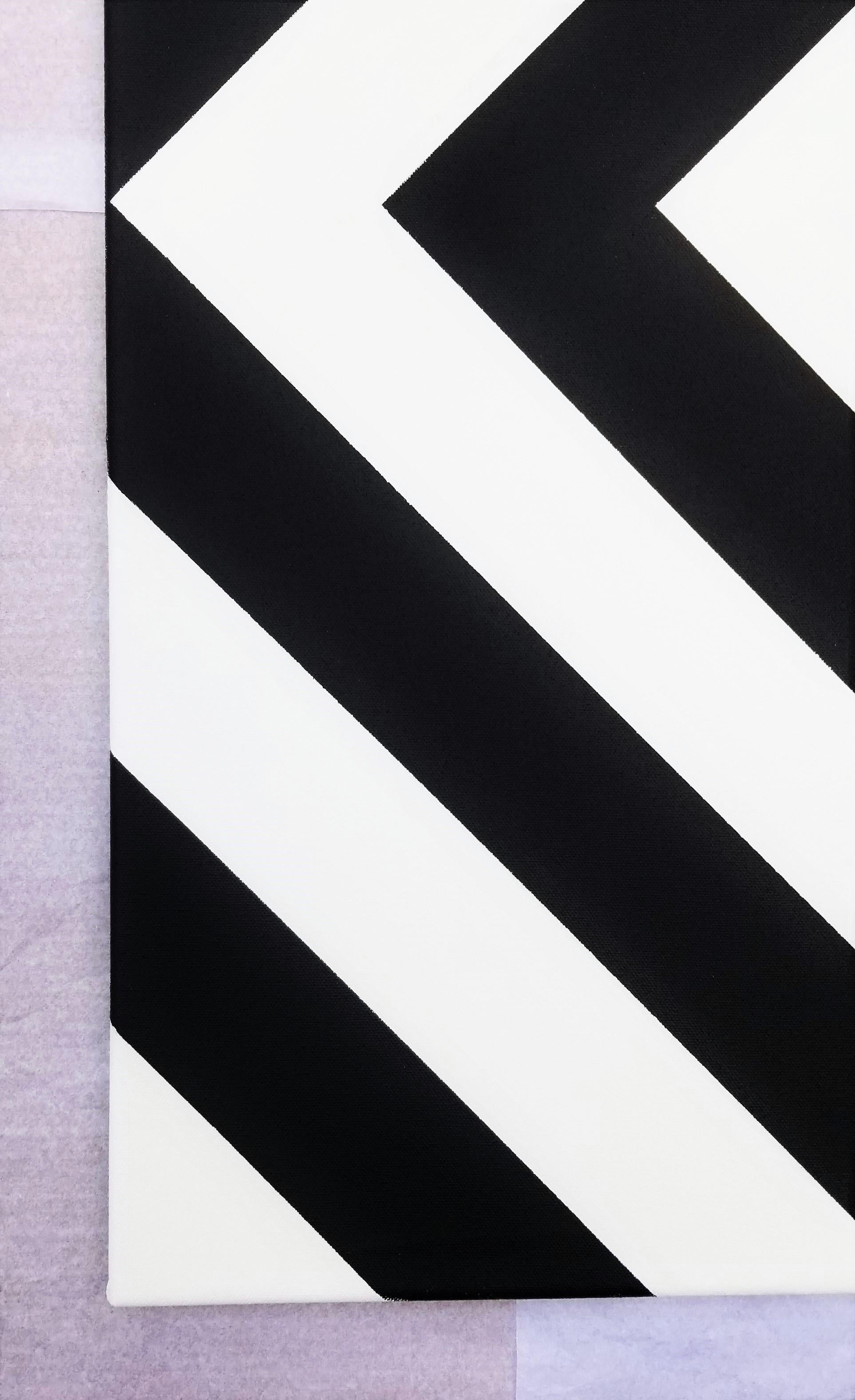 Diamond XLIII /// Contemporary Abstract Geometric Painting Striped Minimalism - Black Abstract Painting by Jack Graves III