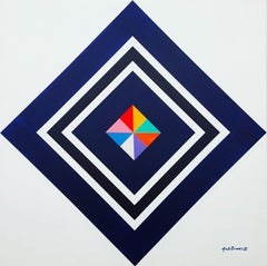 Diamond XXX /// Contemporary Abstract Geometric Striped Colorful Painting Art (peinture abstraite géométrique rayée colorée)