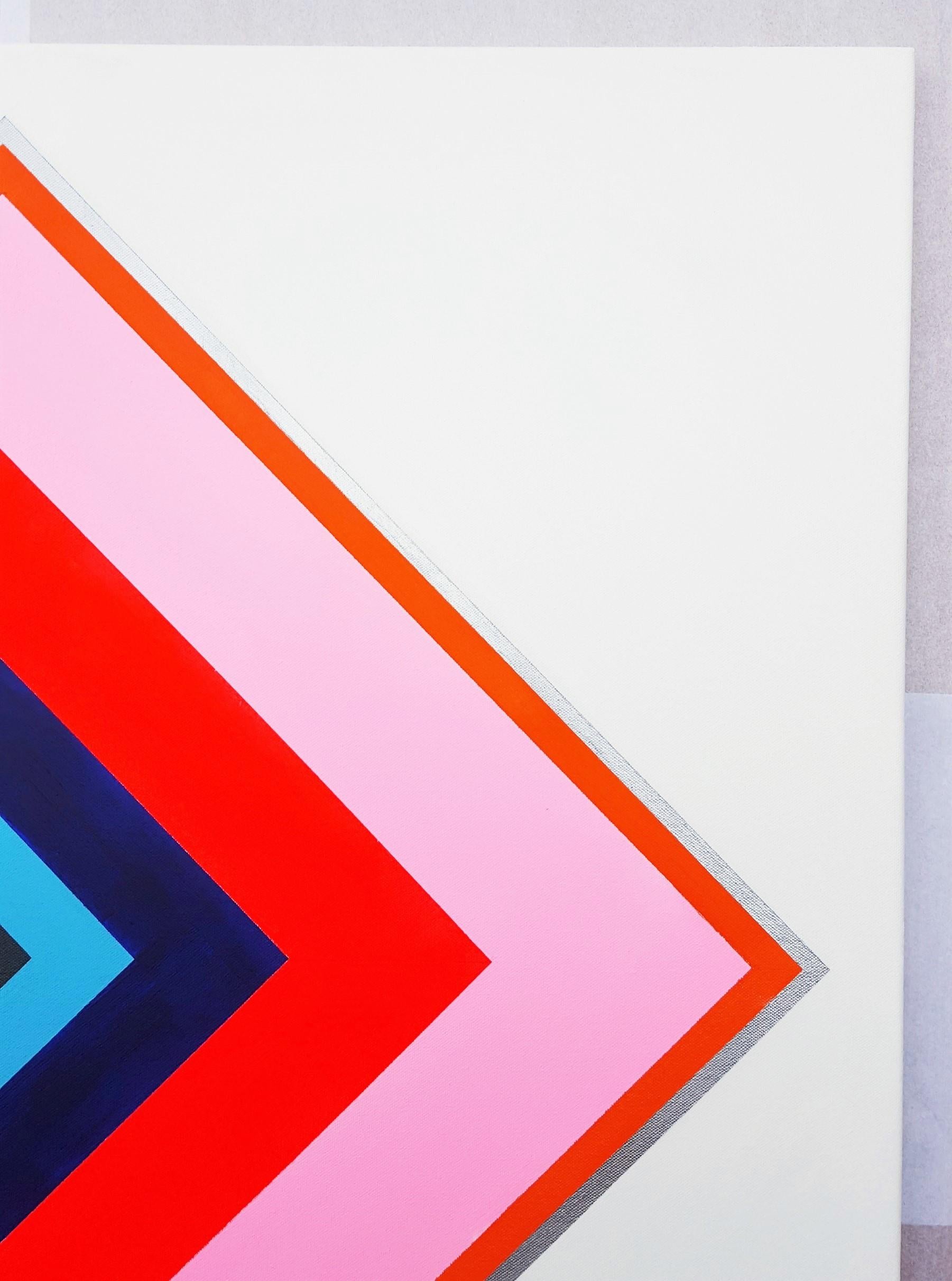 Diamant XXXII /// Zeitgenössische Abstrakte Geometrische Minimal Malerei Gestreifte Kunst (Grau), Abstract Painting, von Jack Graves III