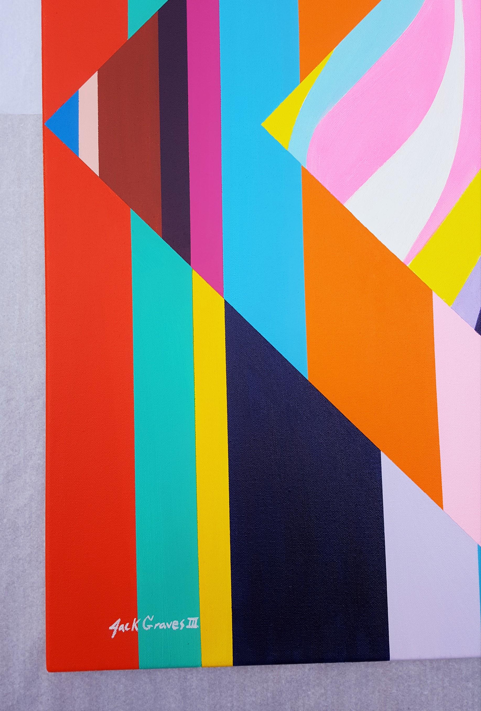 Diamond XXXV /// Contemporary Abstract Geometric Striped Pattern Colorful Art - Painting by Jack Graves III