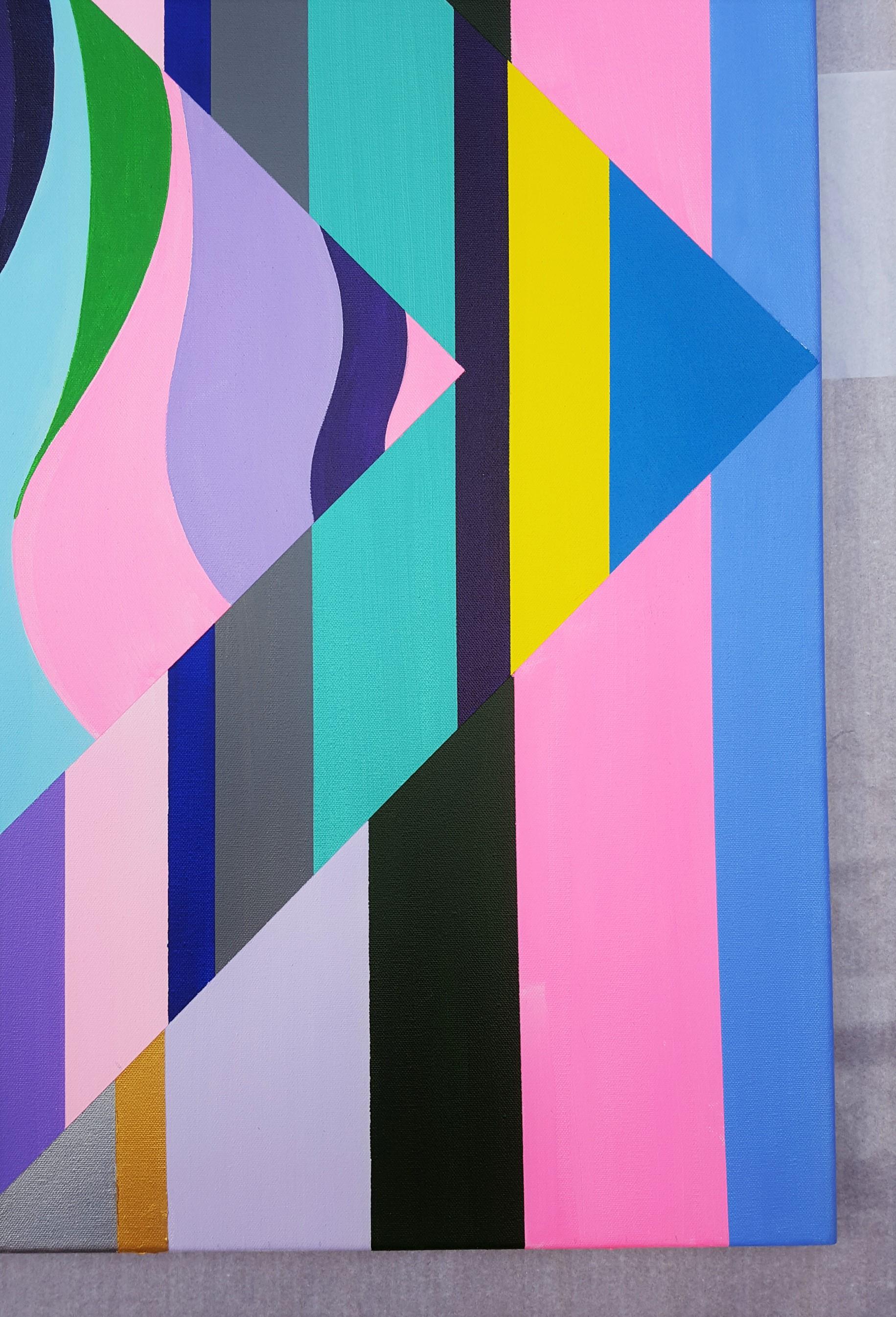 Diamond XXXV /// Contemporary Abstract Geometric Striped Pattern Colorful Art For Sale 1