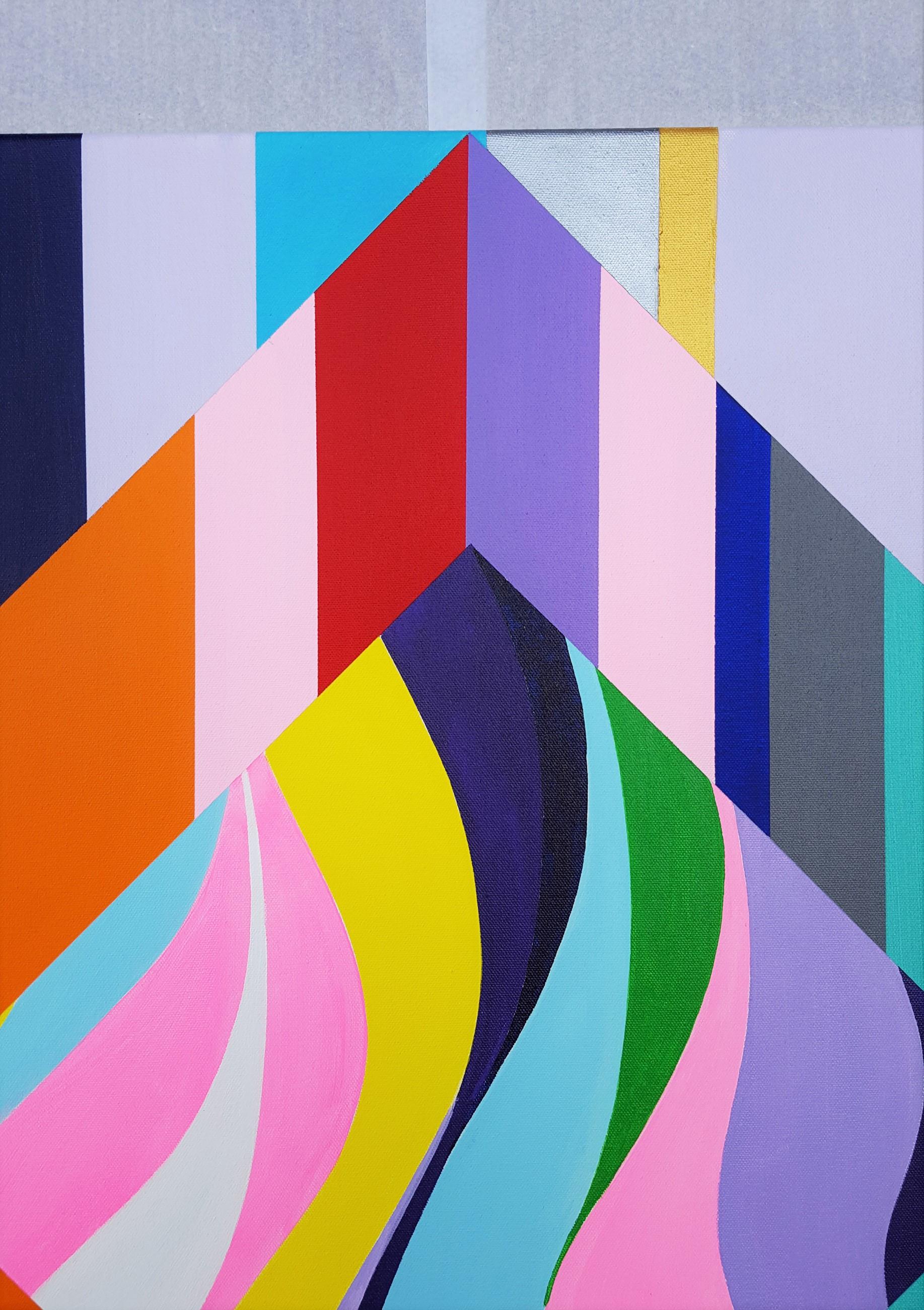 Diamond XXXV /// Contemporary Abstract Geometric Striped Pattern Colorful Art For Sale 2