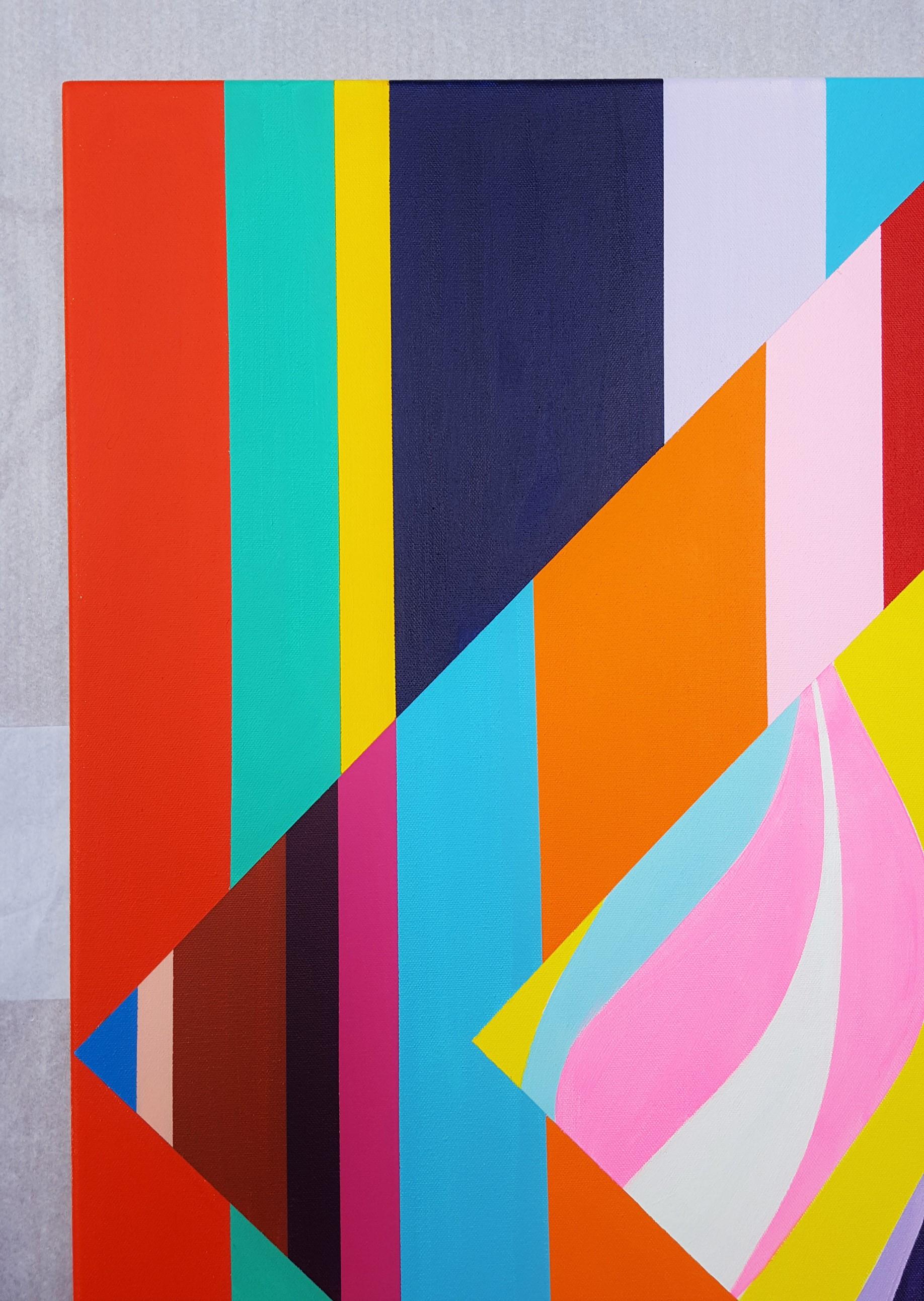 Diamant XXXV /// Contemporary Abstract Geometric Striped Pattern Colorful Art - Géométrique abstrait Painting par Jack Graves III