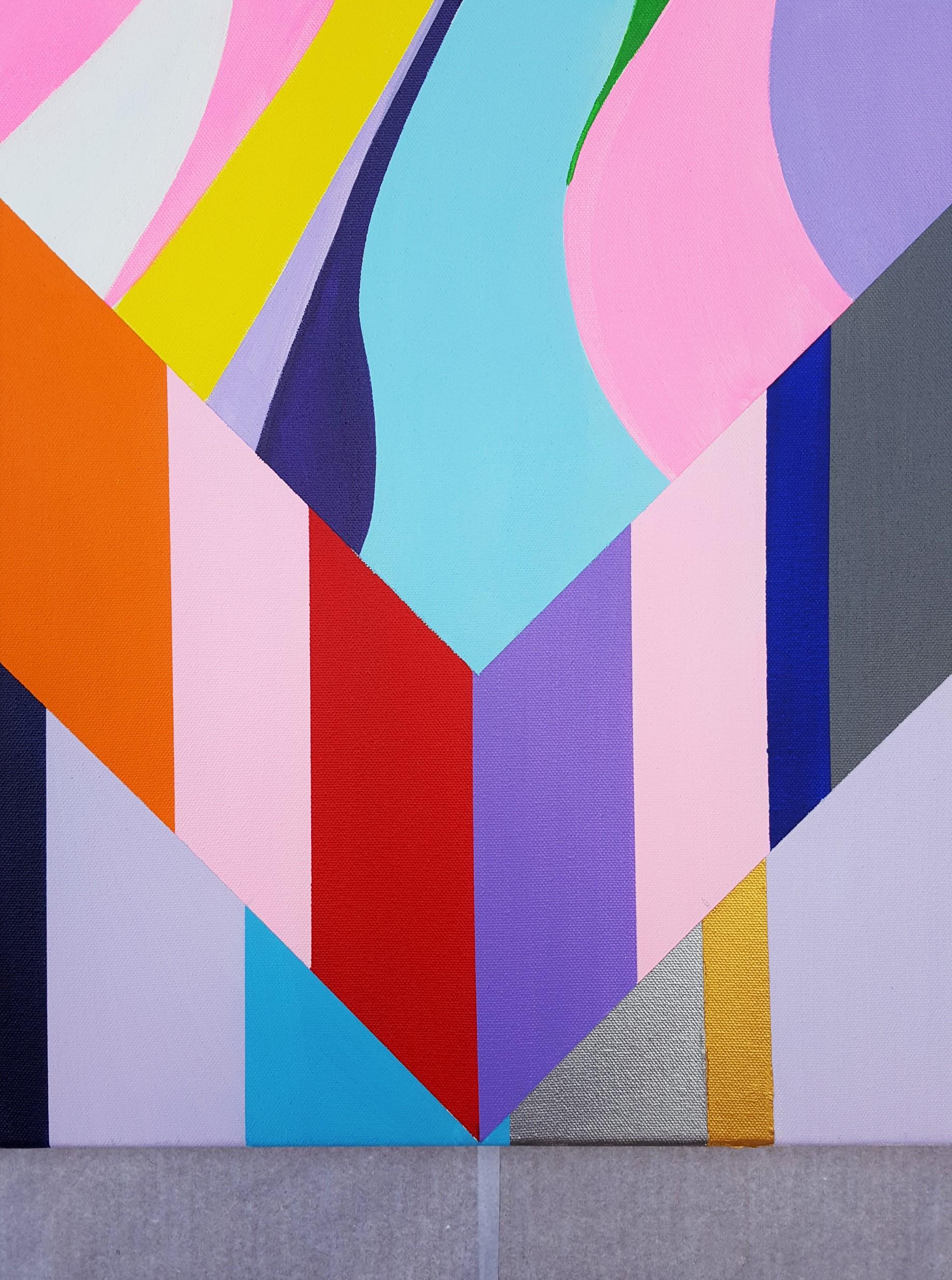 Diamant XXXV /// Contemporary Abstract Geometric Striped Pattern Colorful Art en vente 2