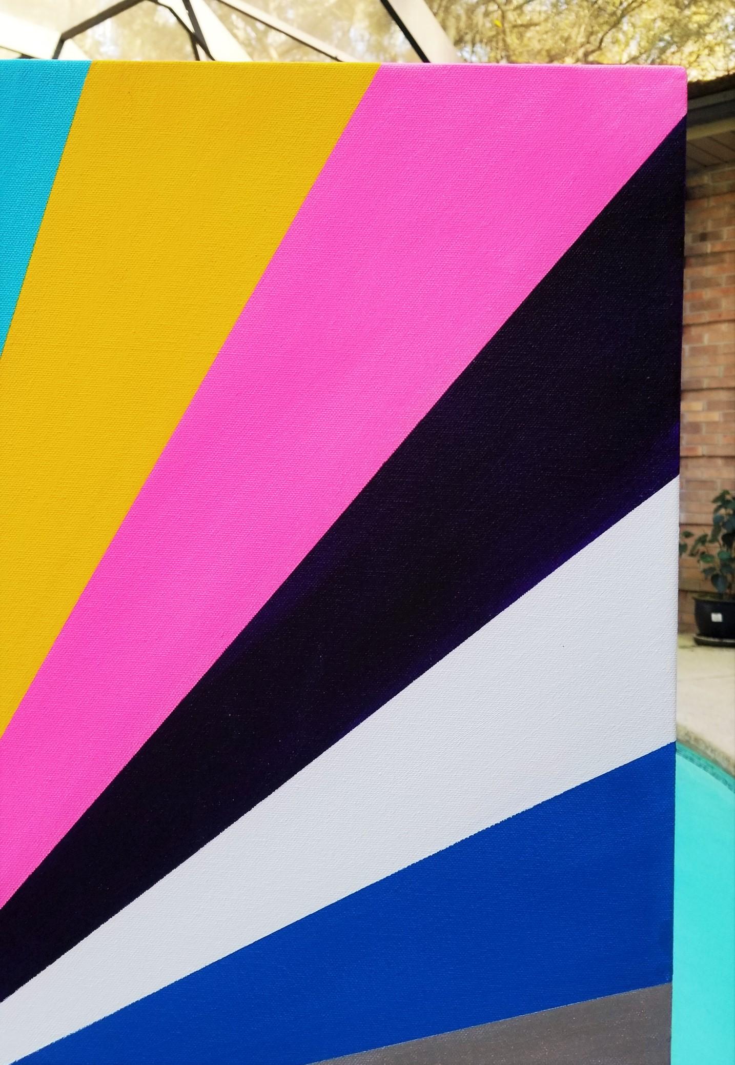 Diamante XXXVII /// Pittura geometrica astratta contemporanea a righe Arte colorata - Abstract Painting Beige di Jack Graves III
