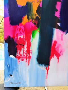 Dog Watches People at a Pumpkin Patch /// Abstract Expressionist Painting Canvas