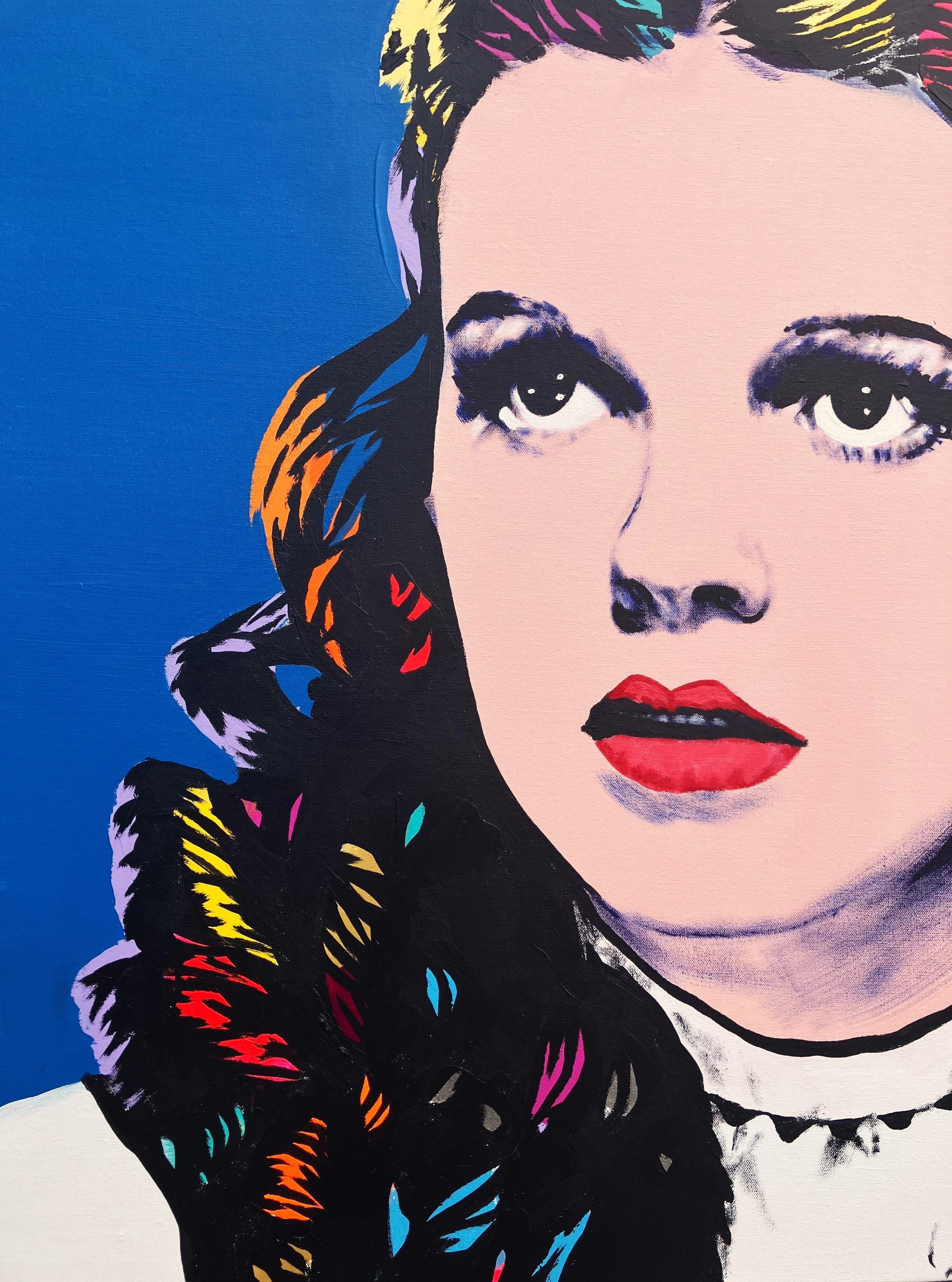 Dorothy Icon X (Judy Garland) /// Contemporary Street Pop Art Wizard of Oz Lady - Purple Portrait Painting by Jack Graves III