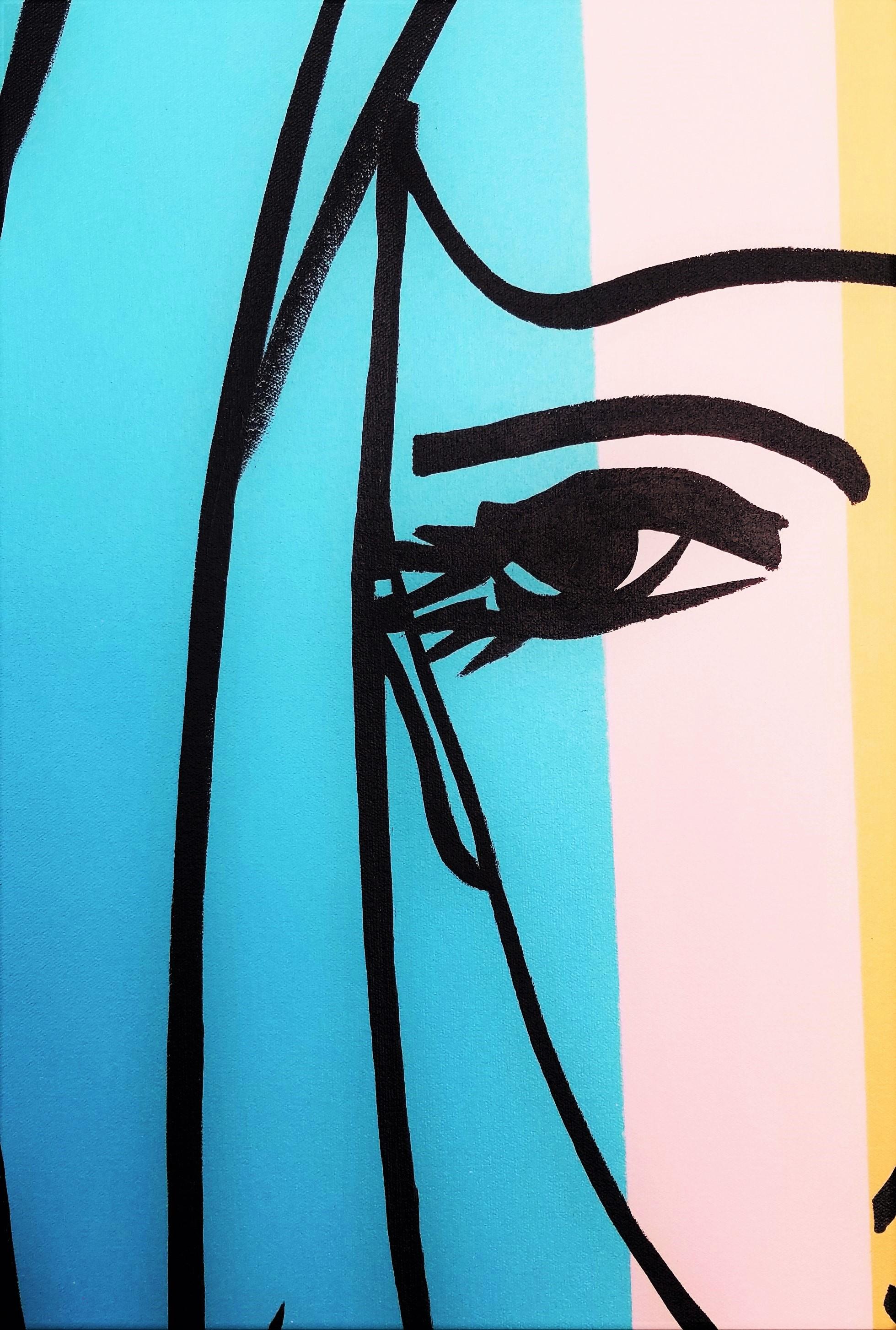 Weibliches Gesicht Icon V (Lily) /// Contemporary Pop Street Art Portrait Girl Painting im Angebot 7