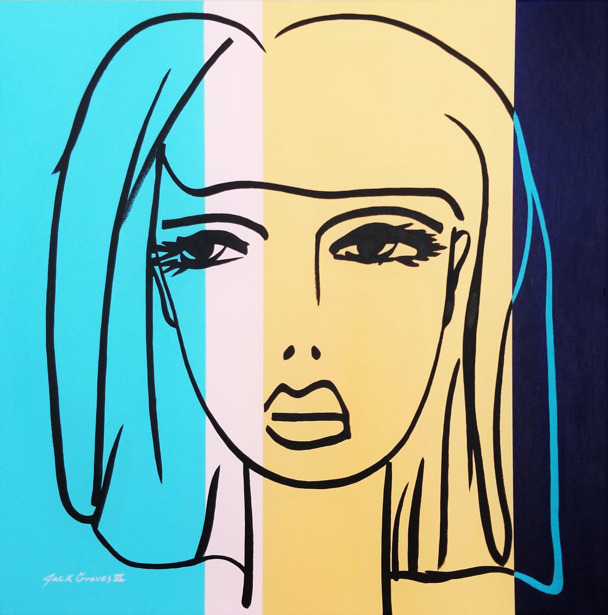 Jack Graves III Portrait Painting – Weibliches Gesicht Icon V (Lily) /// Contemporary Pop Street Art Portrait Girl Painting
