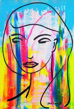 Icone du visage féminin VII (Alexandra) /// Peinture Pop Art de rue contemporaine Fille