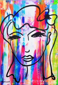 Icone du visage féminin VIII (Bambi) /// Peinture de rue contemporaine Pop Art Portrait 