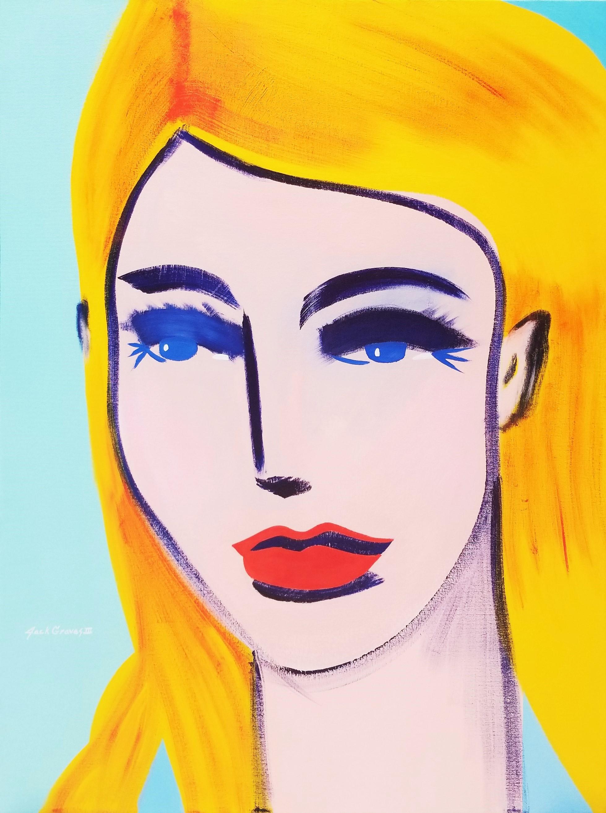 Portrait Painting de Jack Graves III - Rostro Femenino Icono X /// Lienzo Pintura Retrato Arte Callejero Pop Contemporáneo