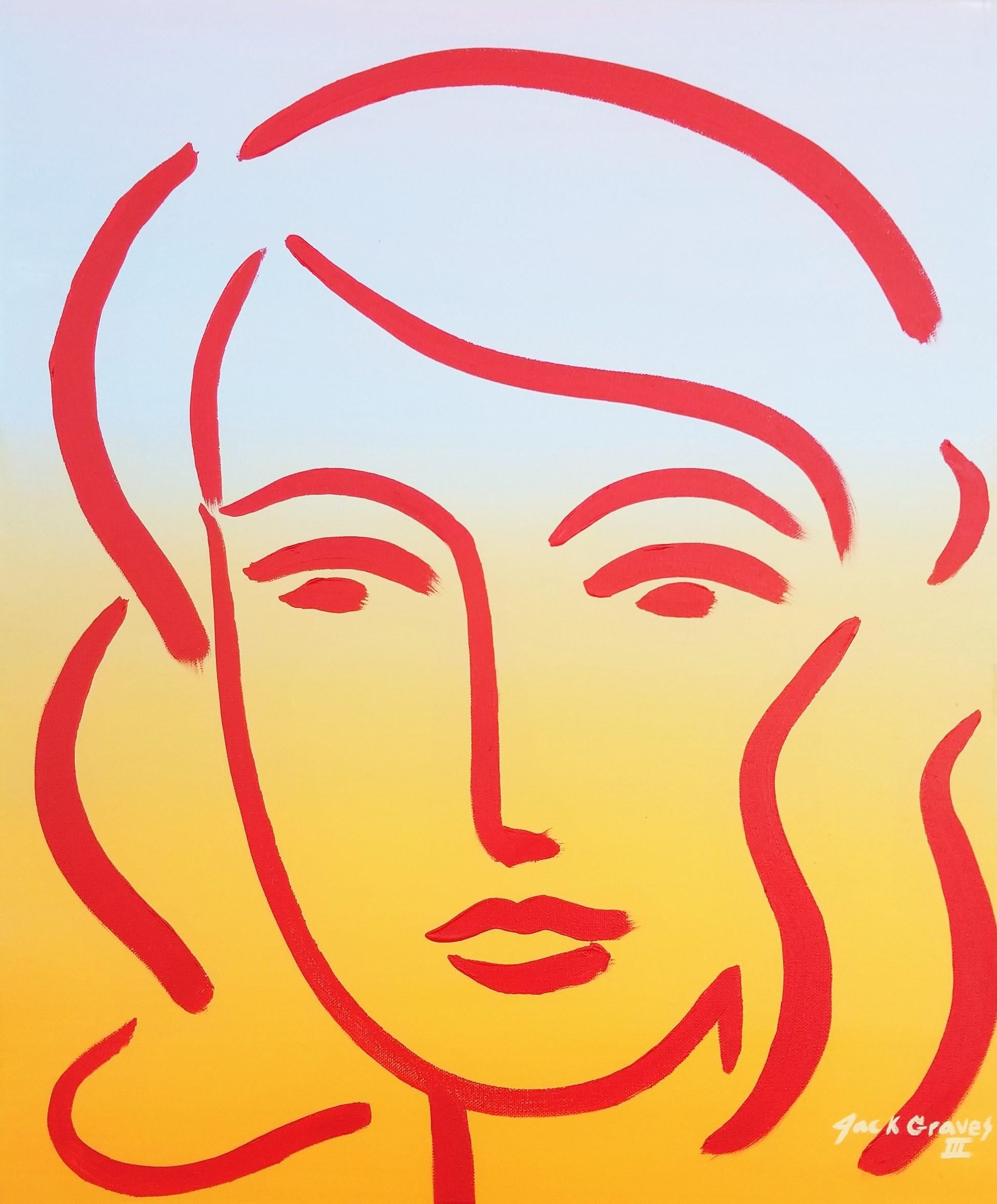 Female Face Icon XI /// Contemporary Pop Street Art Portrait Matisse Picasso