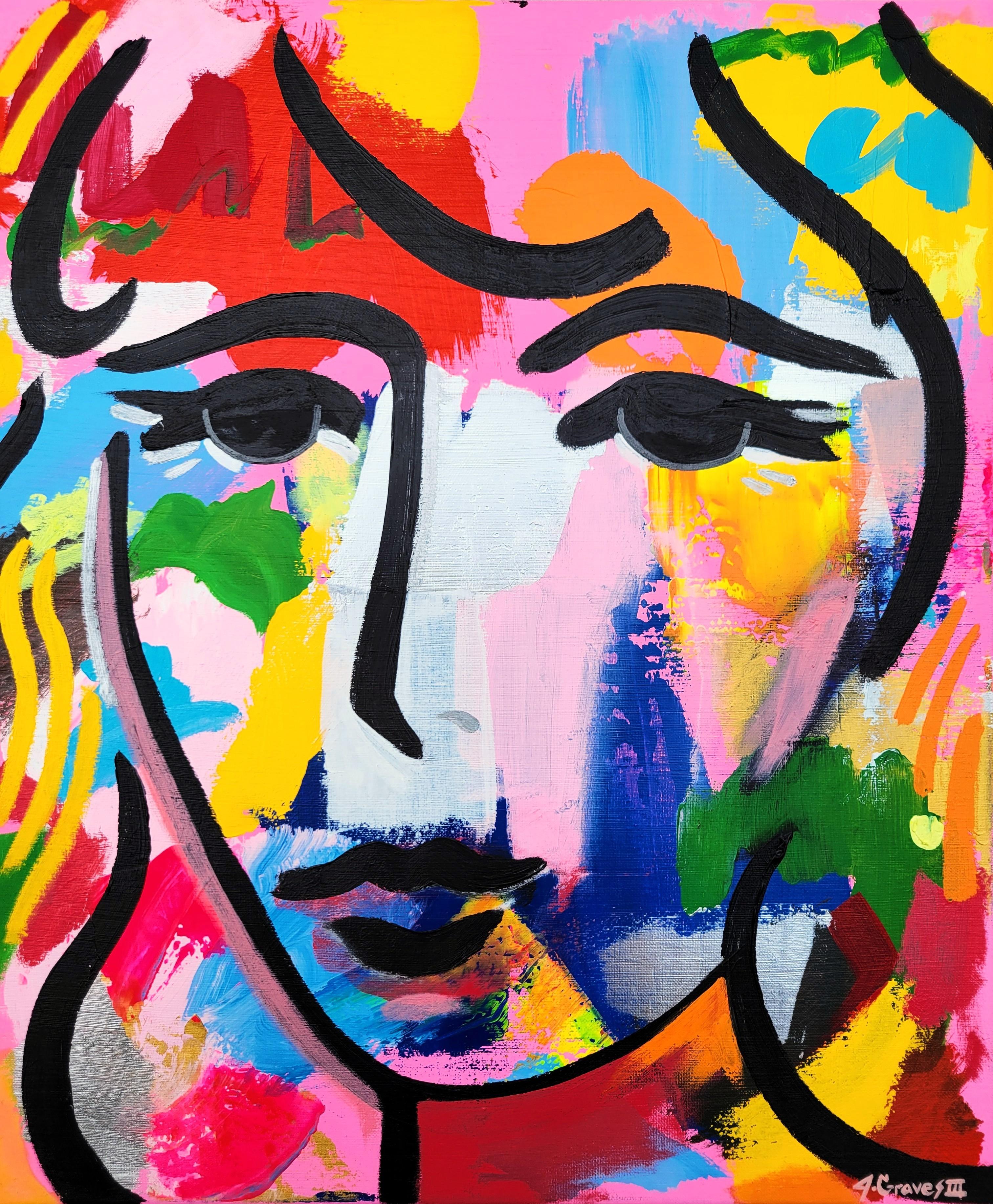 Female Face XIII /// Jack Graves Contemporary Portrait Matisse Abstract Painting