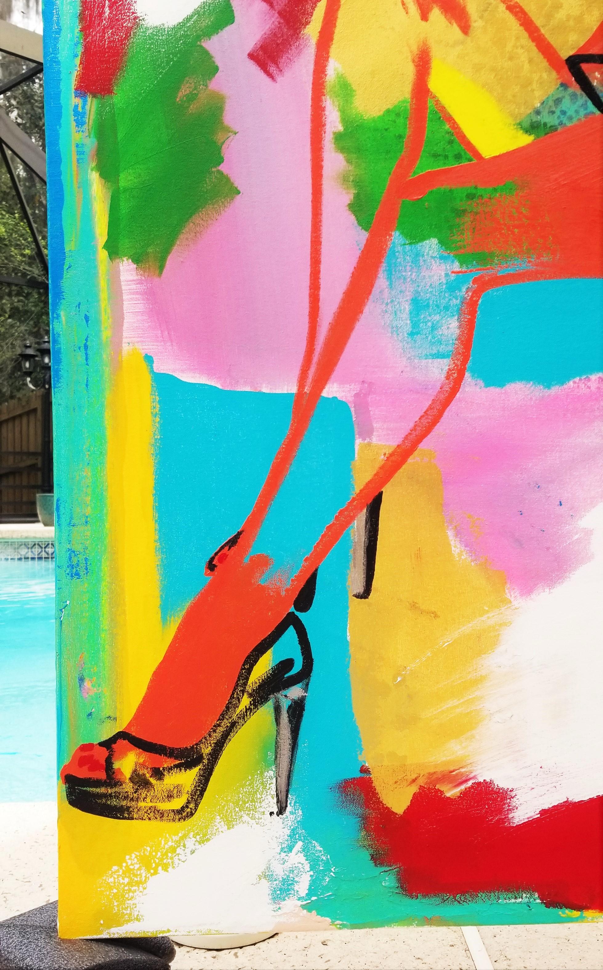 Fendi Poolside (Rosie Huntington-Whiteley) /// Contemporary Street Pop Art Model – Painting von Jack Graves III
