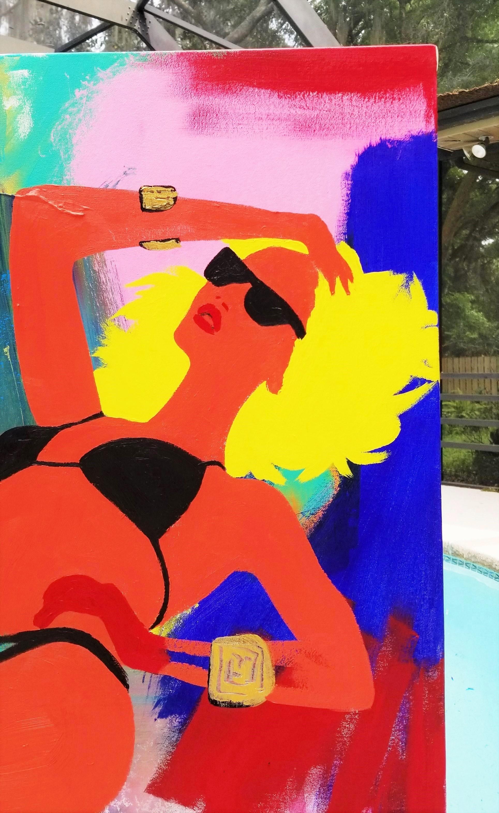 Fendi Poolside (Rosie Huntington-Whiteley) /// Contemporary Street Pop Art Model For Sale 1