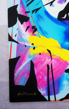 Flower VII /// Contemporary Street Pop Art Botany Floral Painting Colorful Black