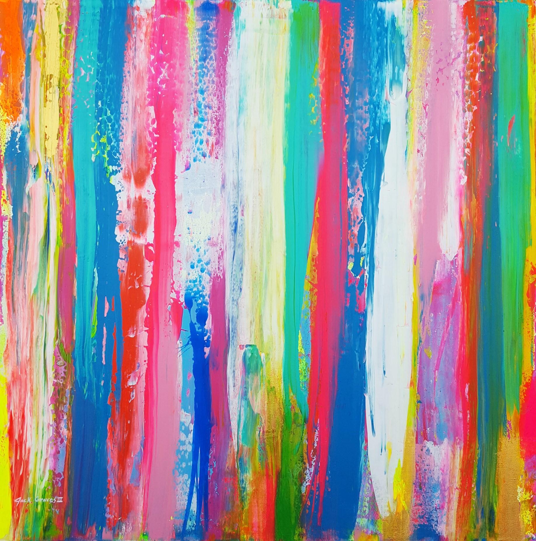 Jack Graves III Abstract Painting - Forest Exit /// Contemporary Abstract Expressionist Colorful Painting Canvas Art